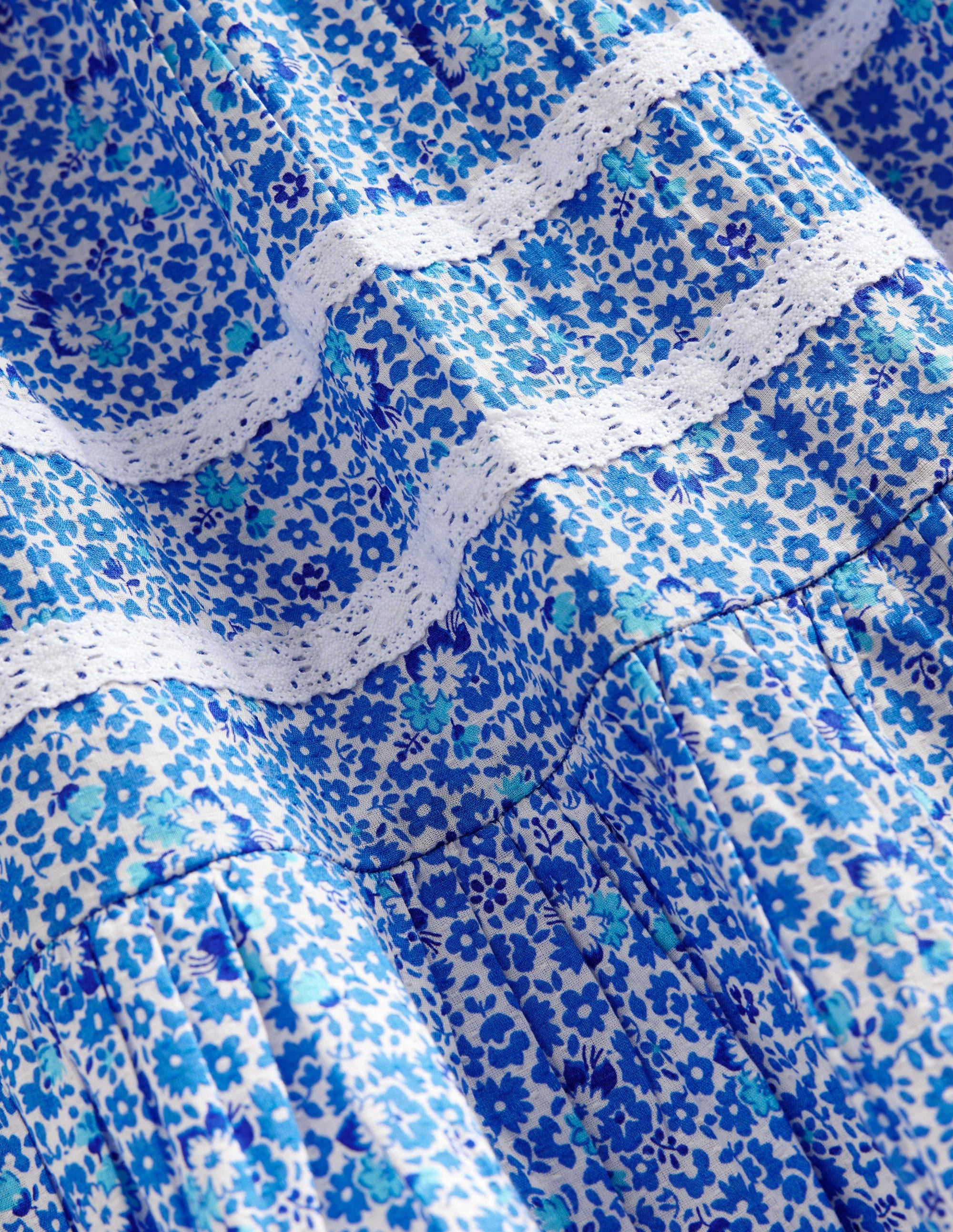 Interest Lace Maxi Skirt-Blue and Aqua Ditsy Floral - Image 3
