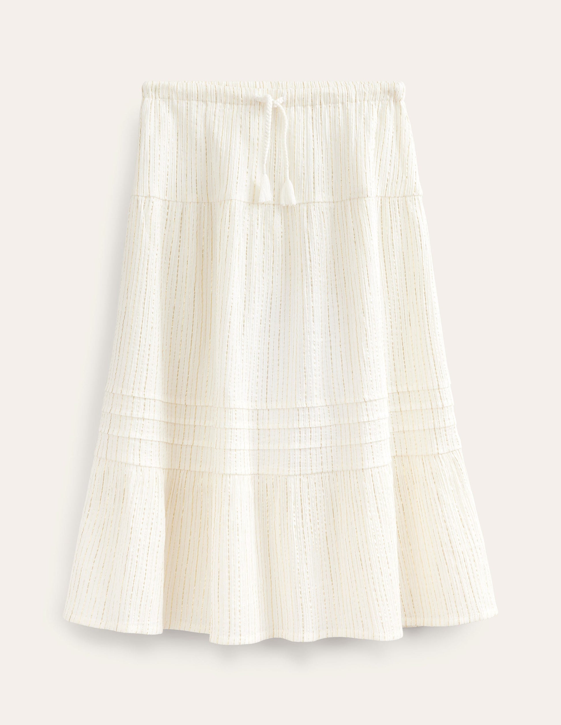 Metallic Maxi Skirt-Ivory-1
