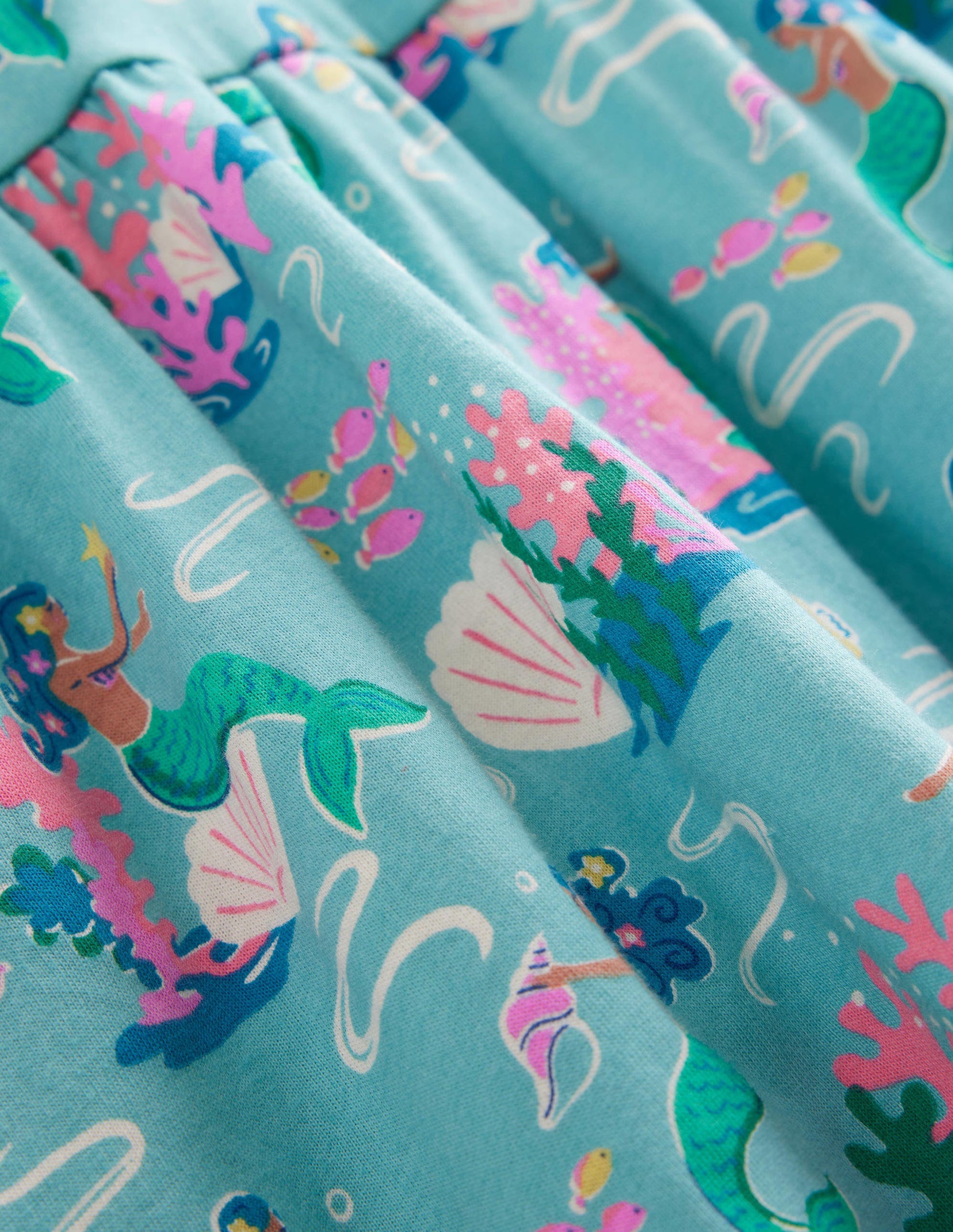 Puff Sleeve Dress-Aqua Sea Blue Mermaids-3