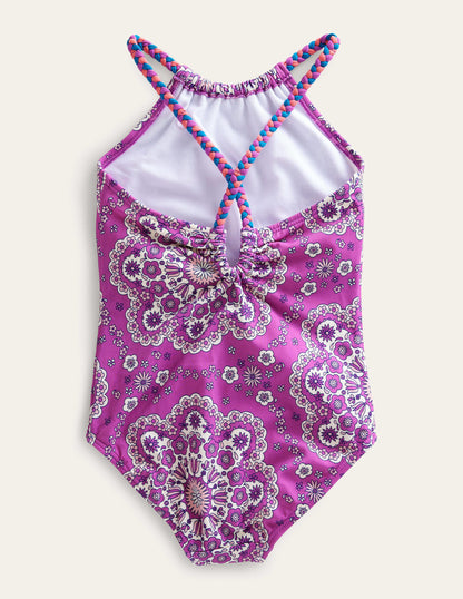 Braided Loop Back Swimsuit-Radiant Orchid Dizzy Daisy-2