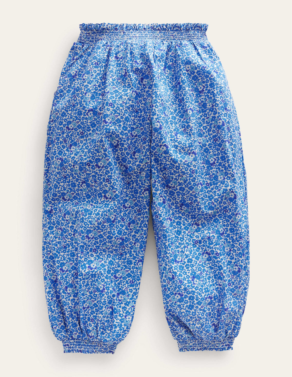 Cuffed Holiday Trousers-Blue and Aqua Ditsy Floral - Image 2