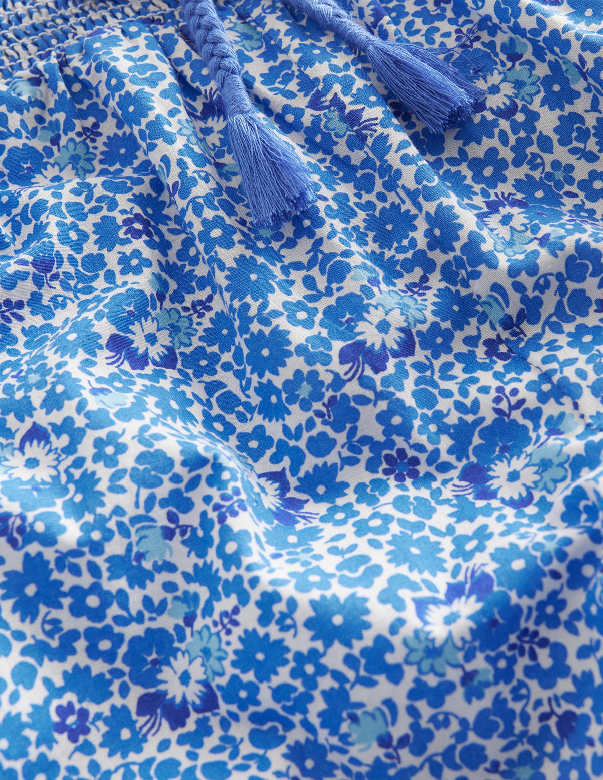 Cuffed Holiday Trousers-Blue and Aqua Ditsy Floral - Image 3
