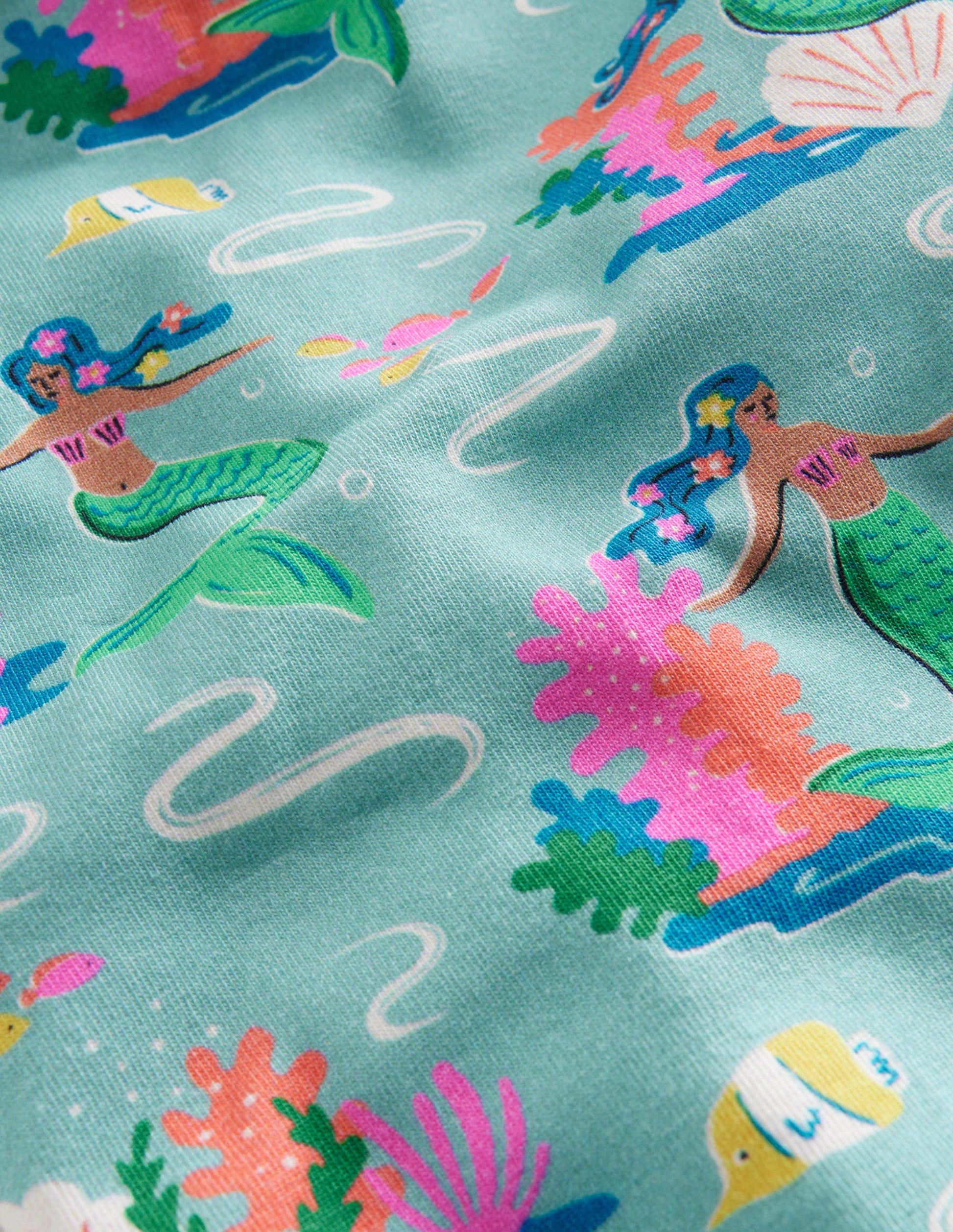 Fun Cropped Leggings-Aqua Sea Mermaids-3