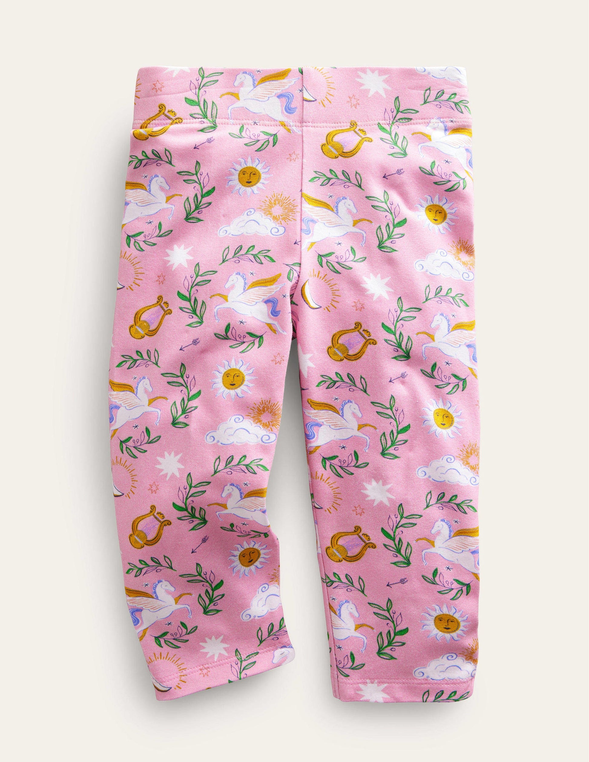 Fun Cropped Leggings-Pink Greek Toile-1