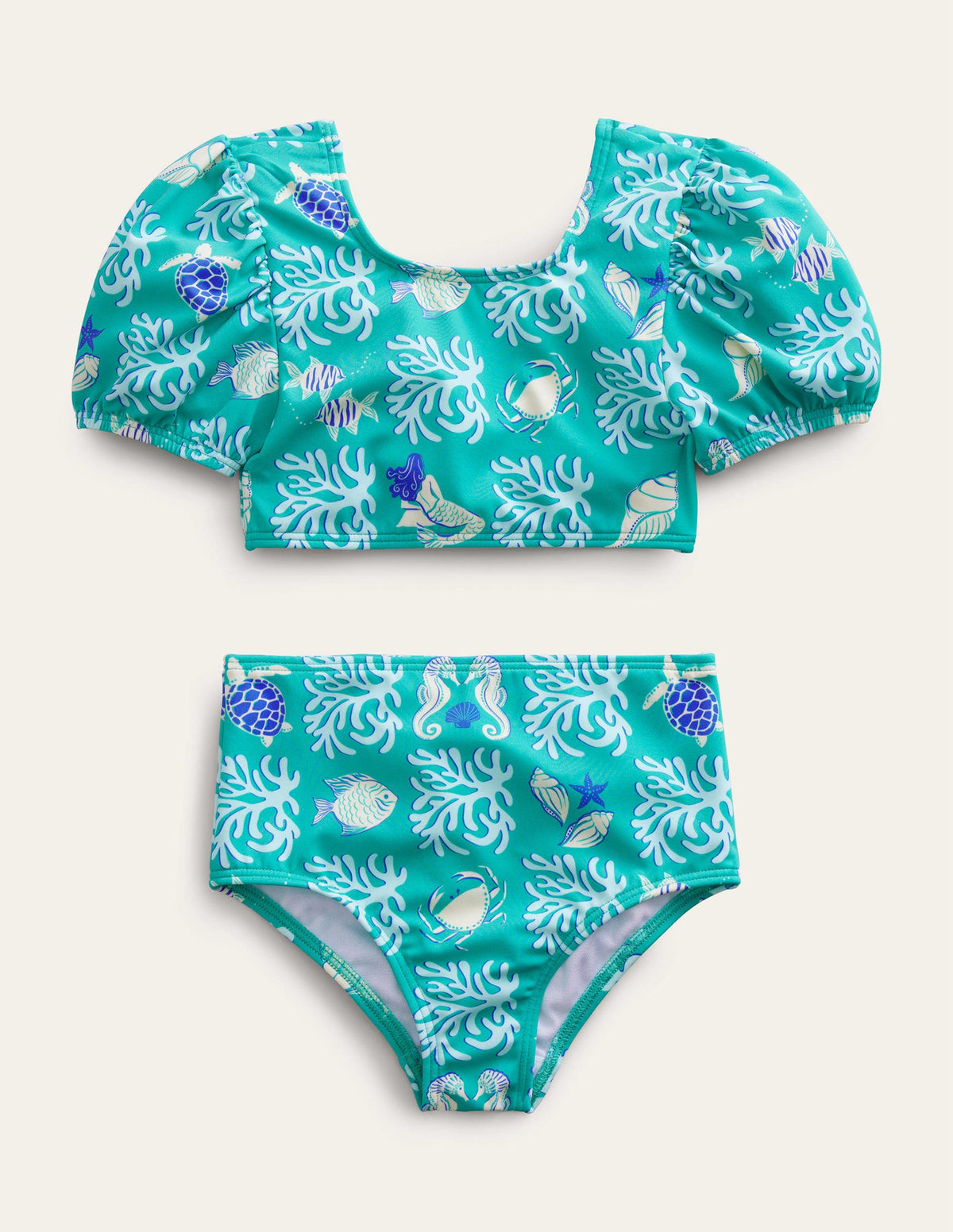 Puff Sleeve Bikini-Tropical Spring Lagoon-1
