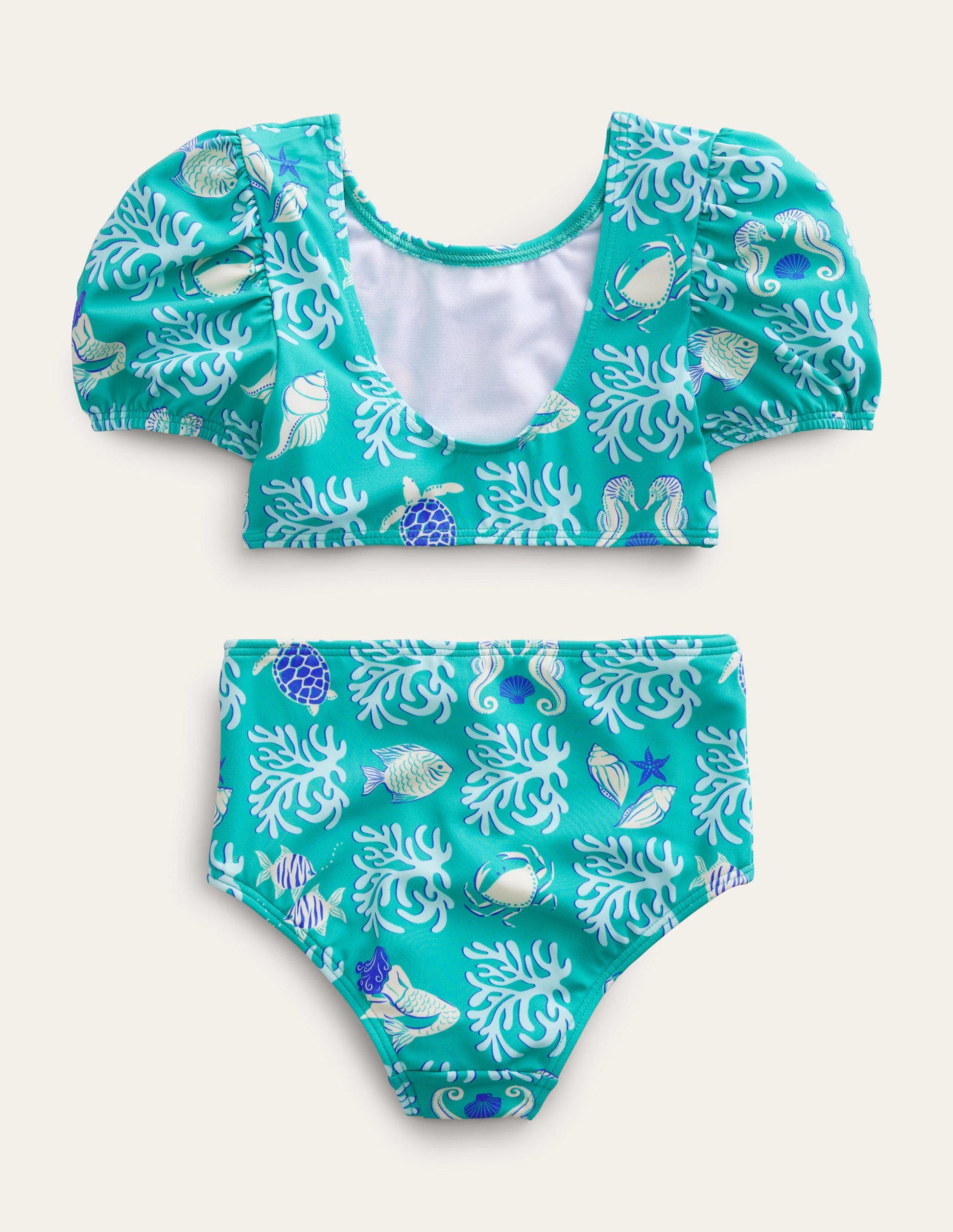 Puff Sleeve Bikini-Tropical Spring Lagoon-2