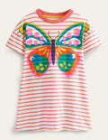 Printed Logo Jersey Dress-Peach Punch Pink Butterfly