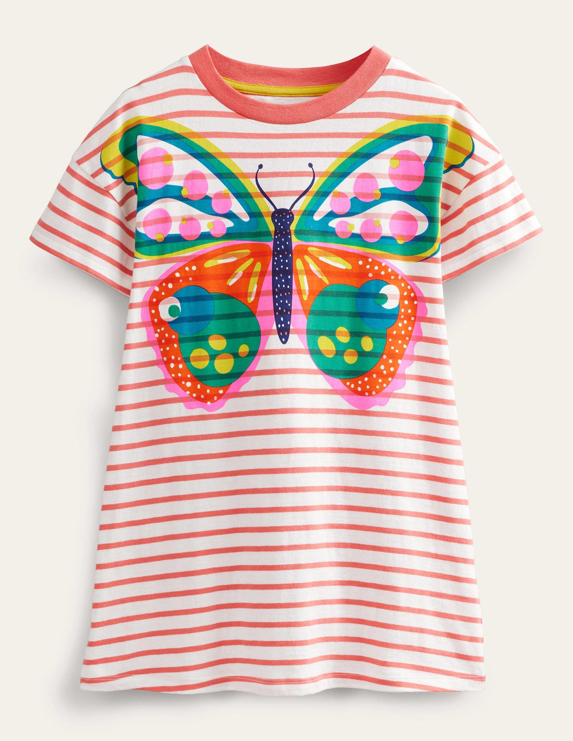 Printed Logo Jersey Dress-Peach Punch Pink Butterfly-1
