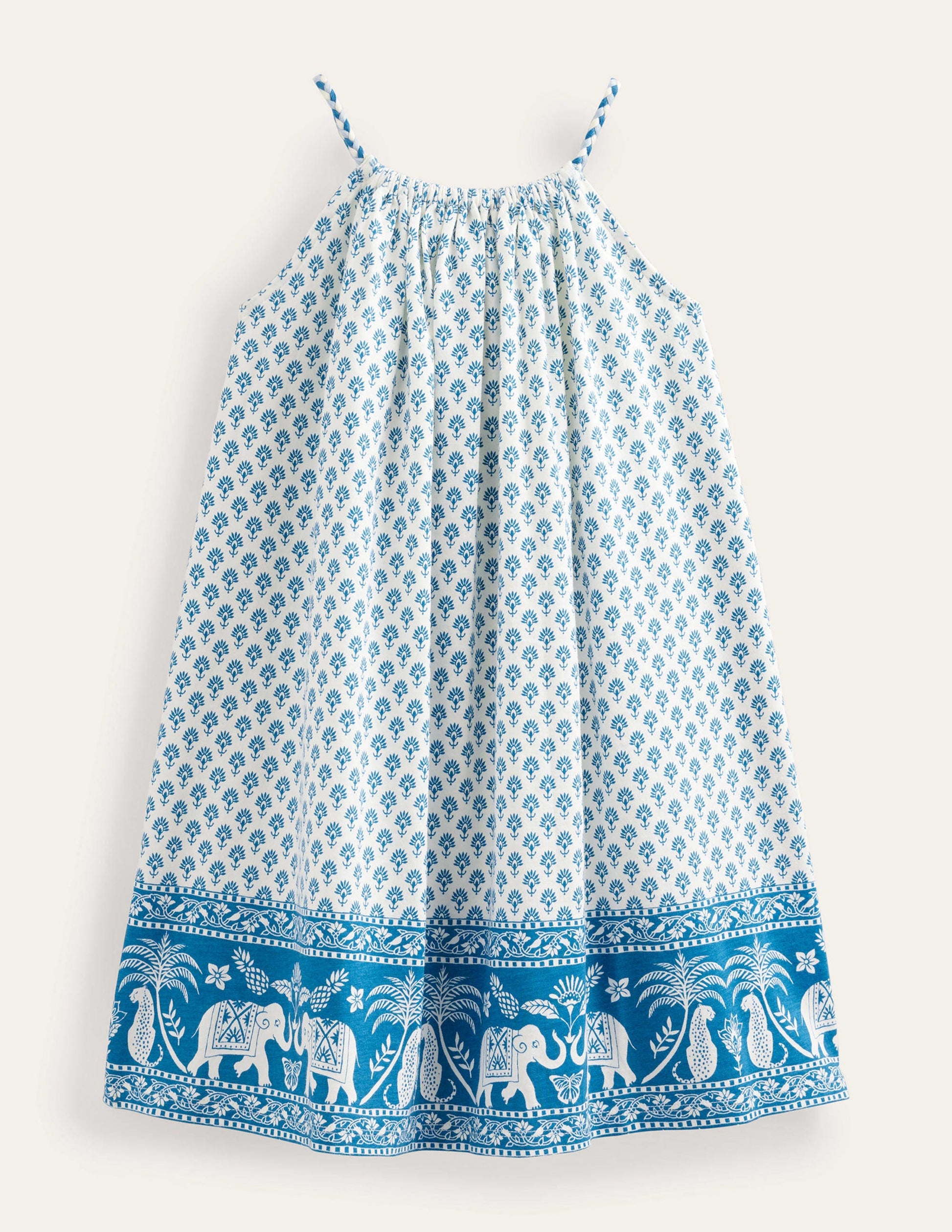 Plaited Jersey Strap Dress-Island Blue Goa Hem-1