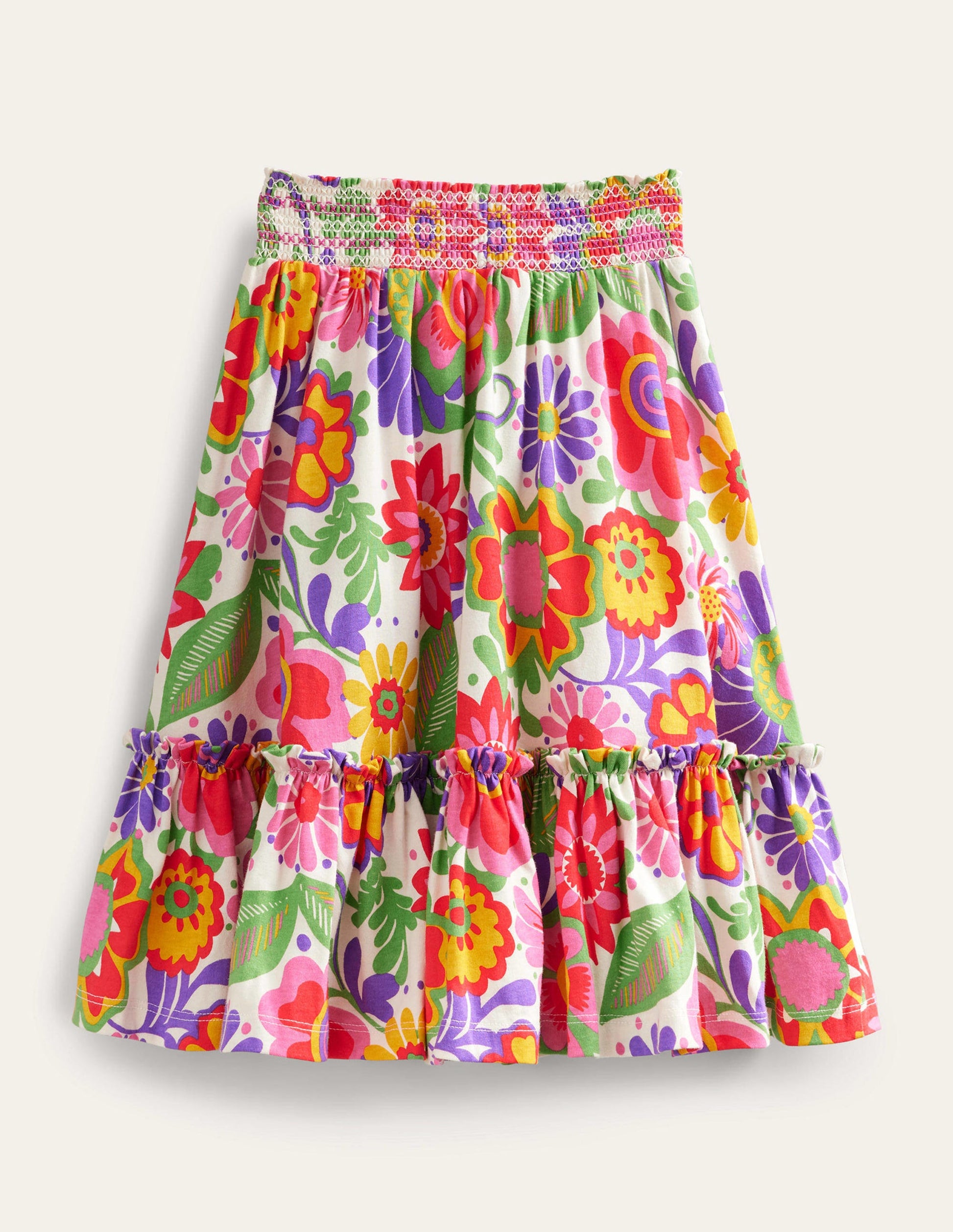 Printed Jersey Midi Skirt-Multi Festival Floral-2