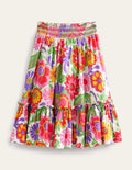 Printed Jersey Midi Skirt-Multi Festival Floral