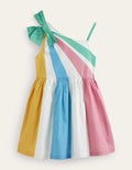 One Shoulder Tie Dress-Spicy Mustard