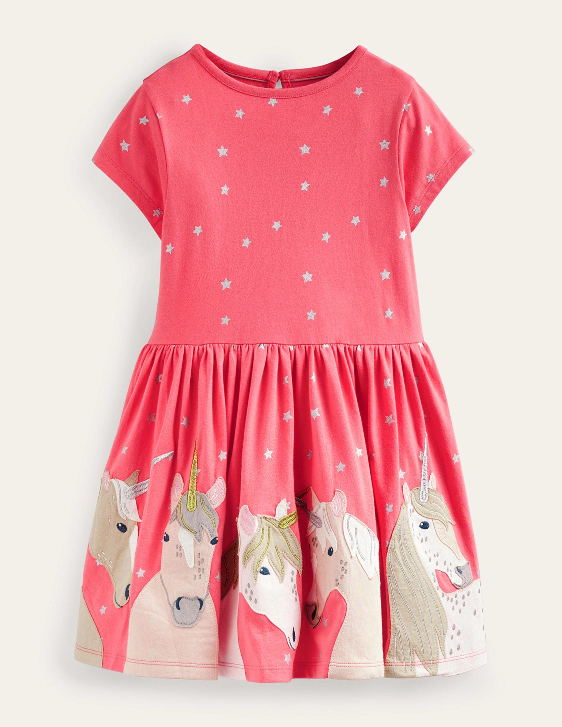 Jersey Unicorn Appliqué Dress-Unicorns-1