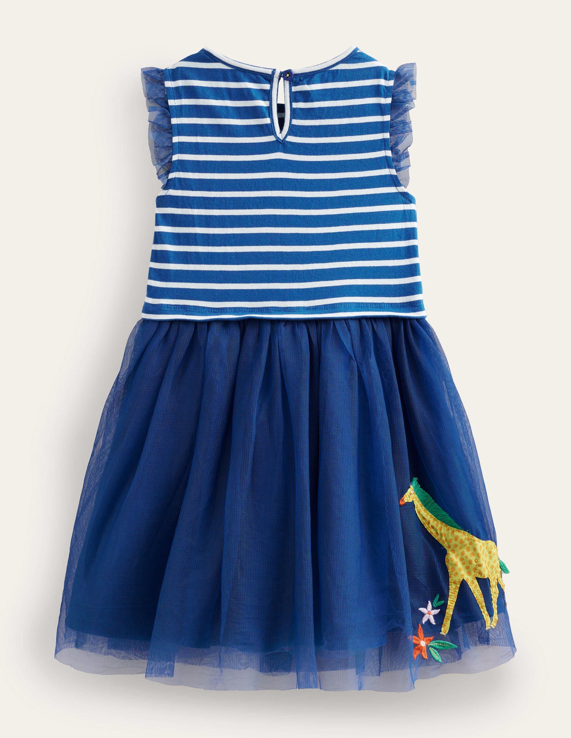 Tulle Mix Appliqué Dress-Sapphire & Vanilla Stripe - Image 2