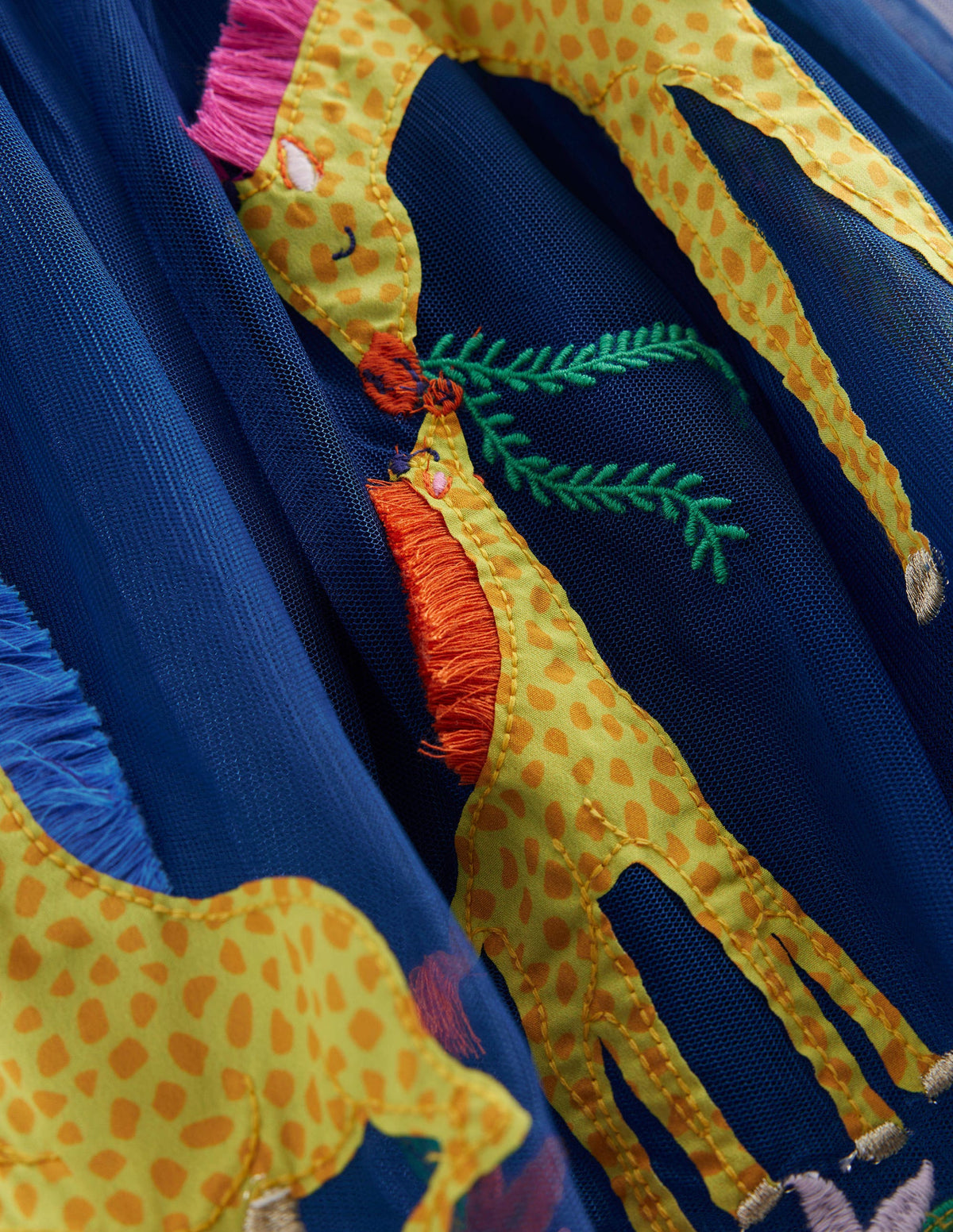 Tulle Mix Appliqué Dress-Sapphire & Vanilla Stripe - Image 3