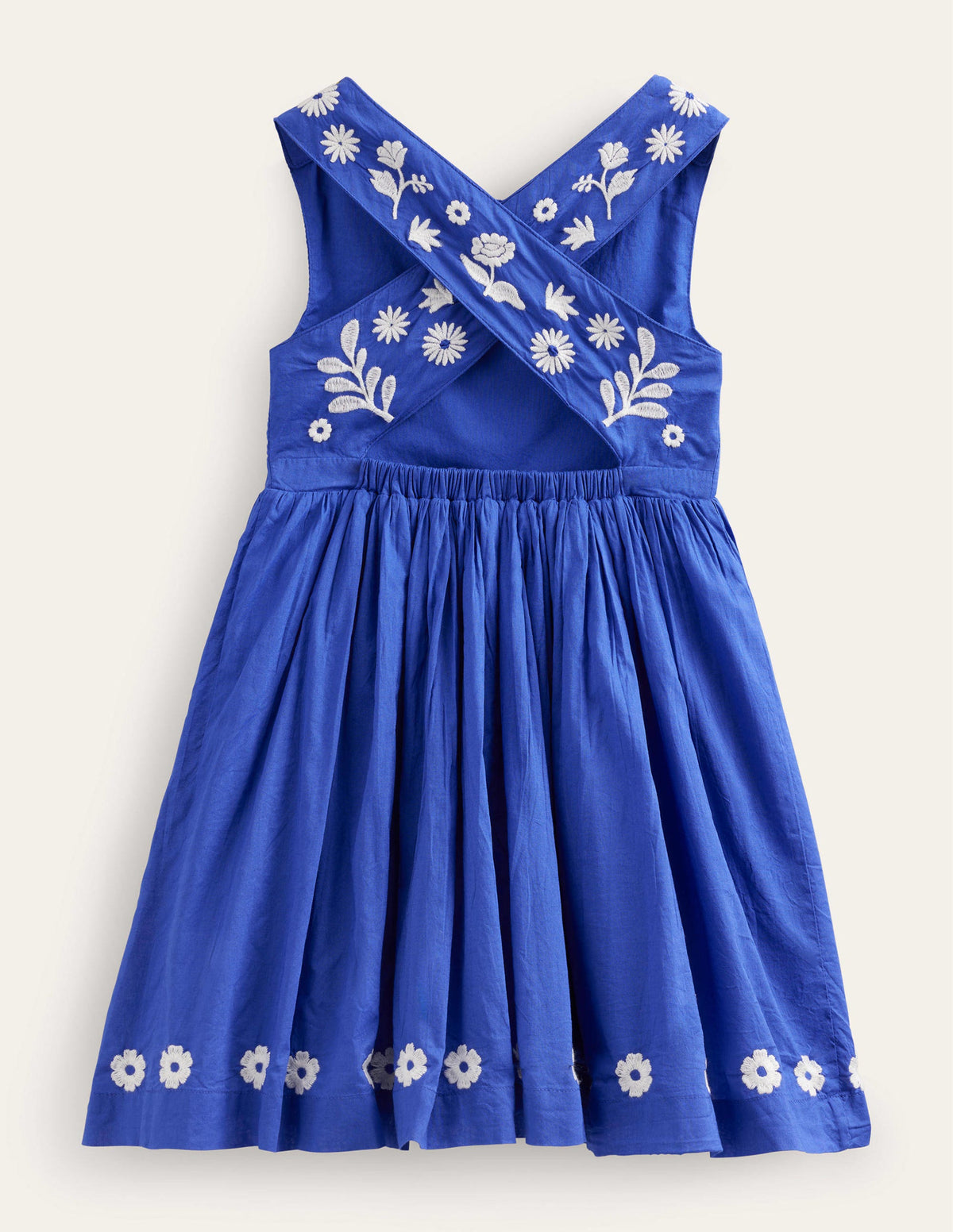 Embroidered Cross-Back Dress-Bluing Blue-2