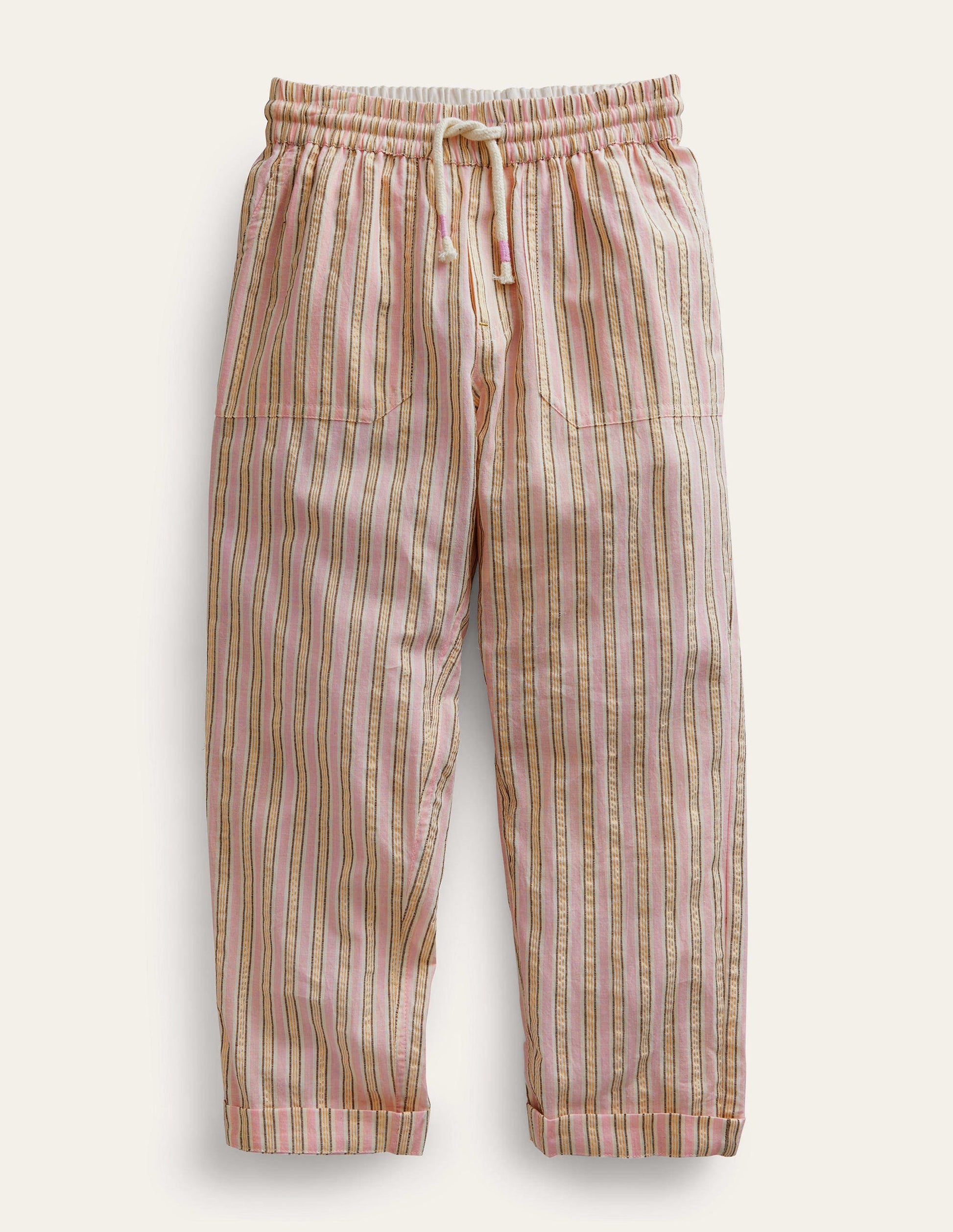 Stripe Pull on Trousers-Lilac and Metallic Stripe-1