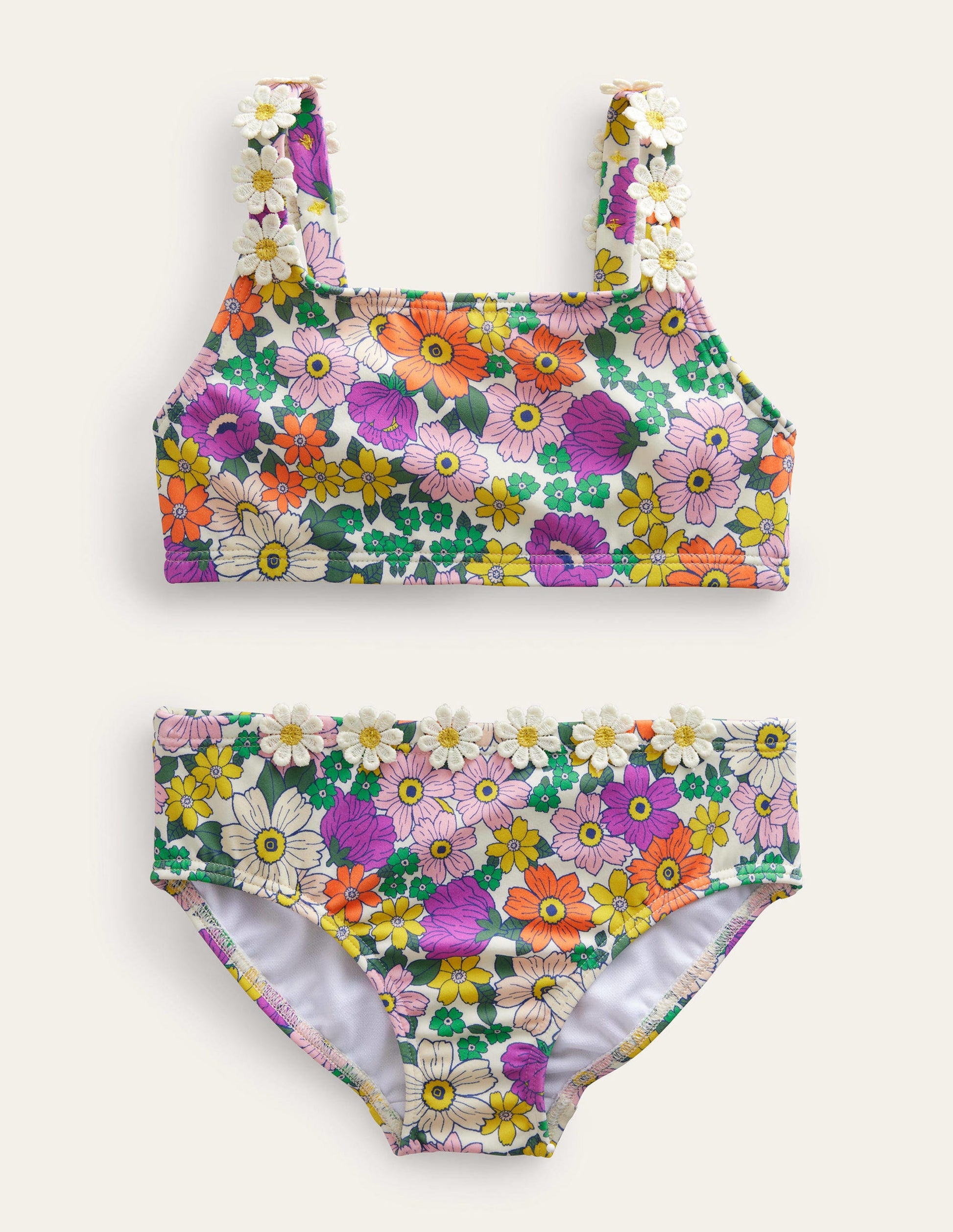 Daisy Strap Bikini-Ivory & Radiant Orchid Floral-1