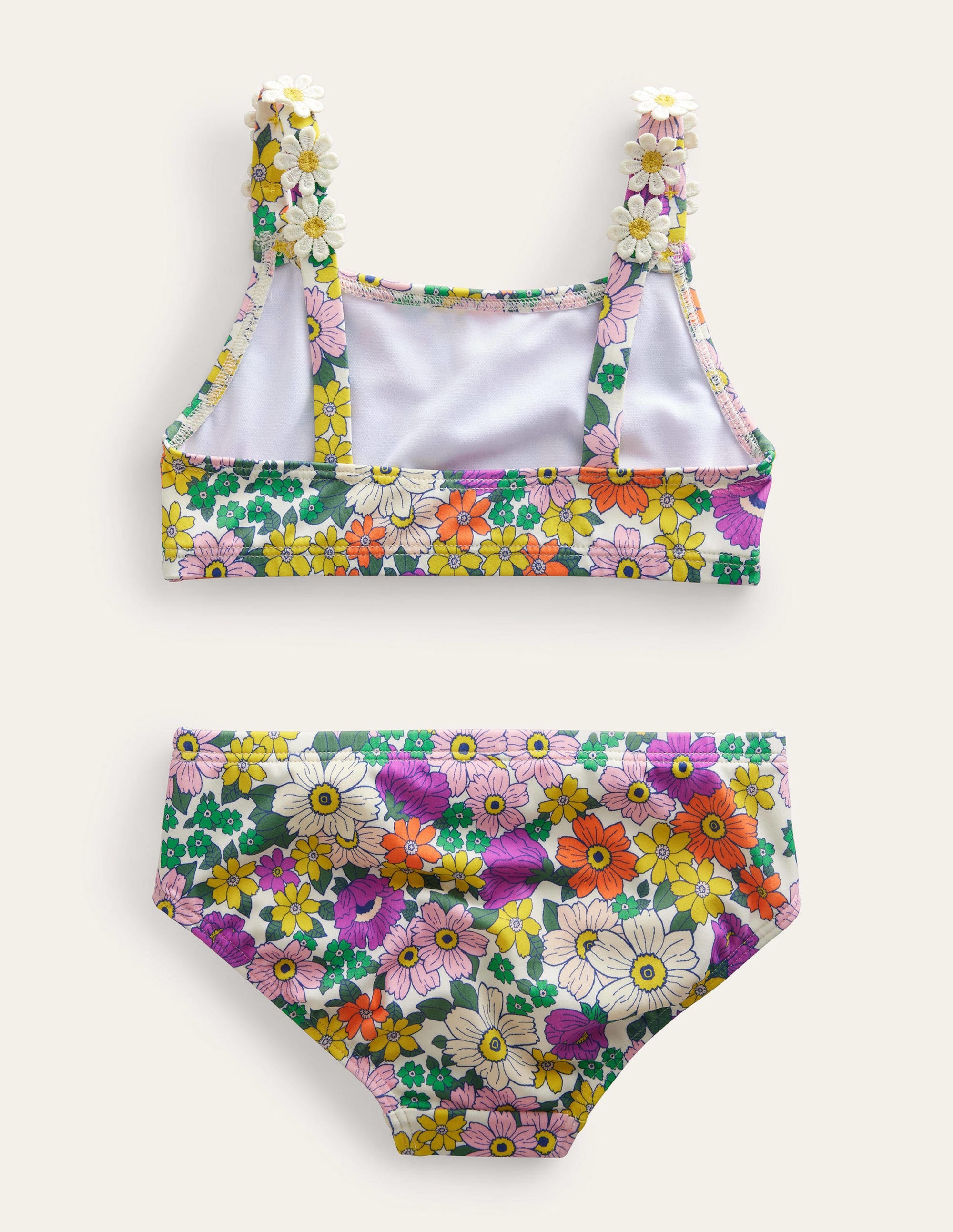 Daisy Strap Bikini-Ivory & Radiant Orchid Floral - Image 2