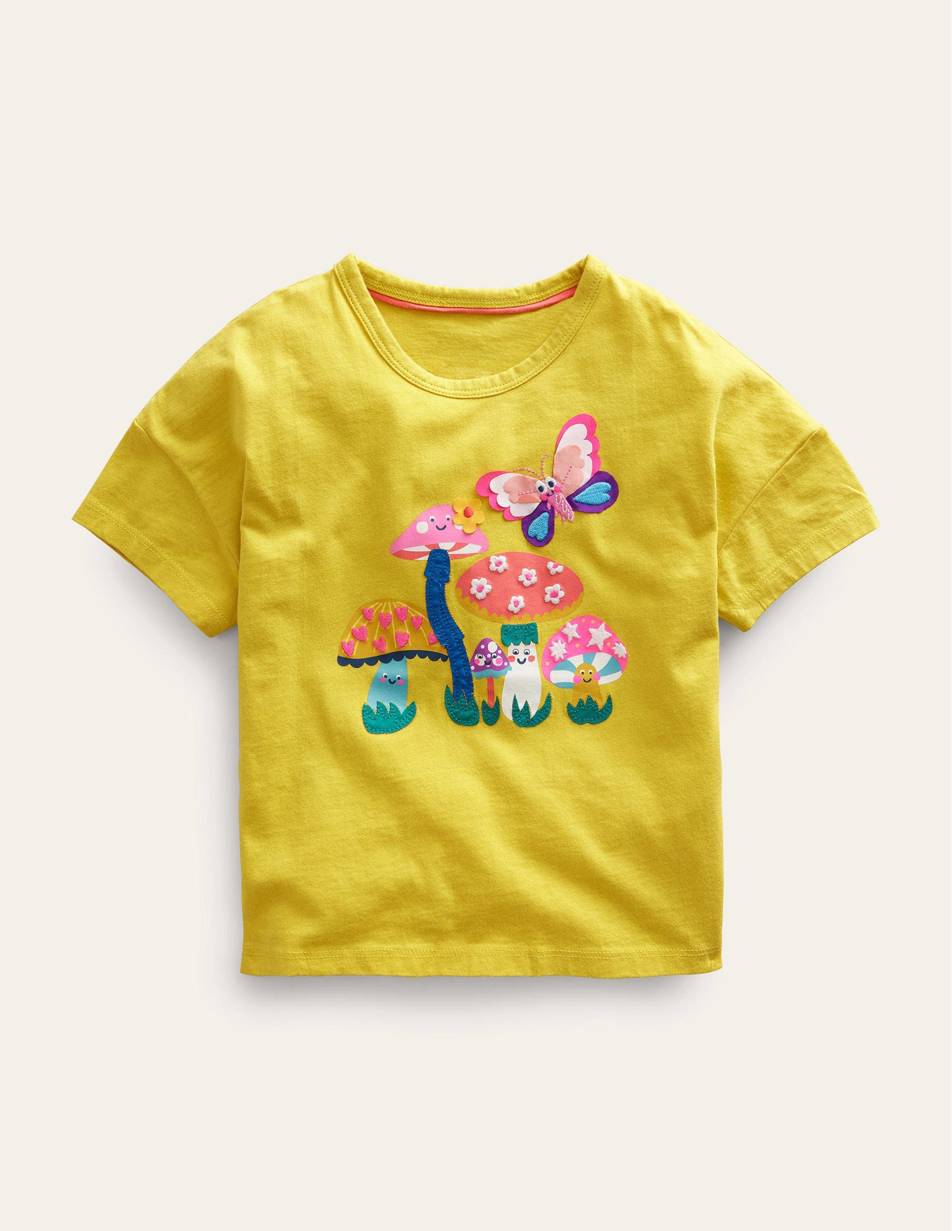 Printed Flutter T-shirt-Yellow Mushrooms-1