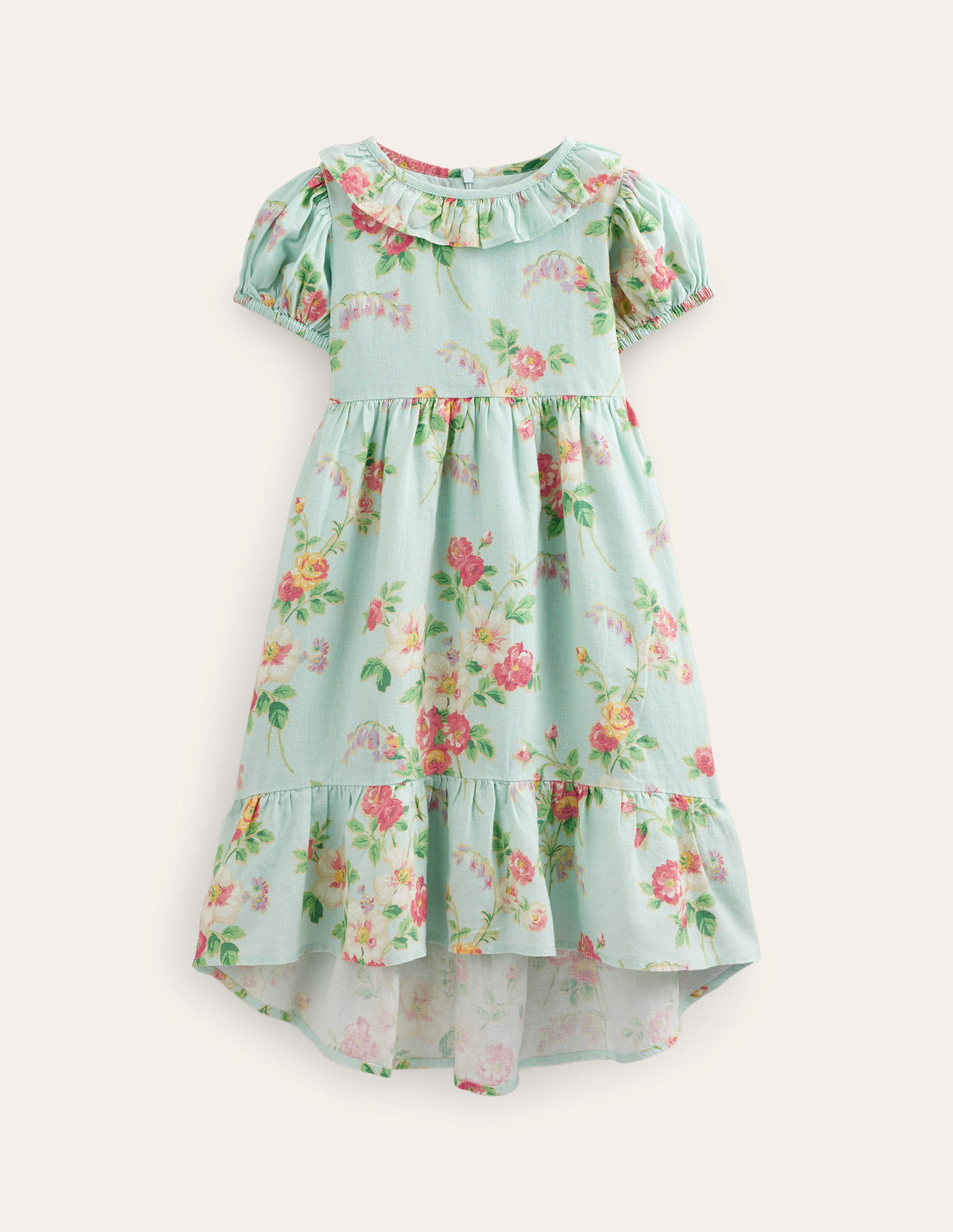 Dip Hem Ruffle Dress-Multi Vintage Floral - Image 1