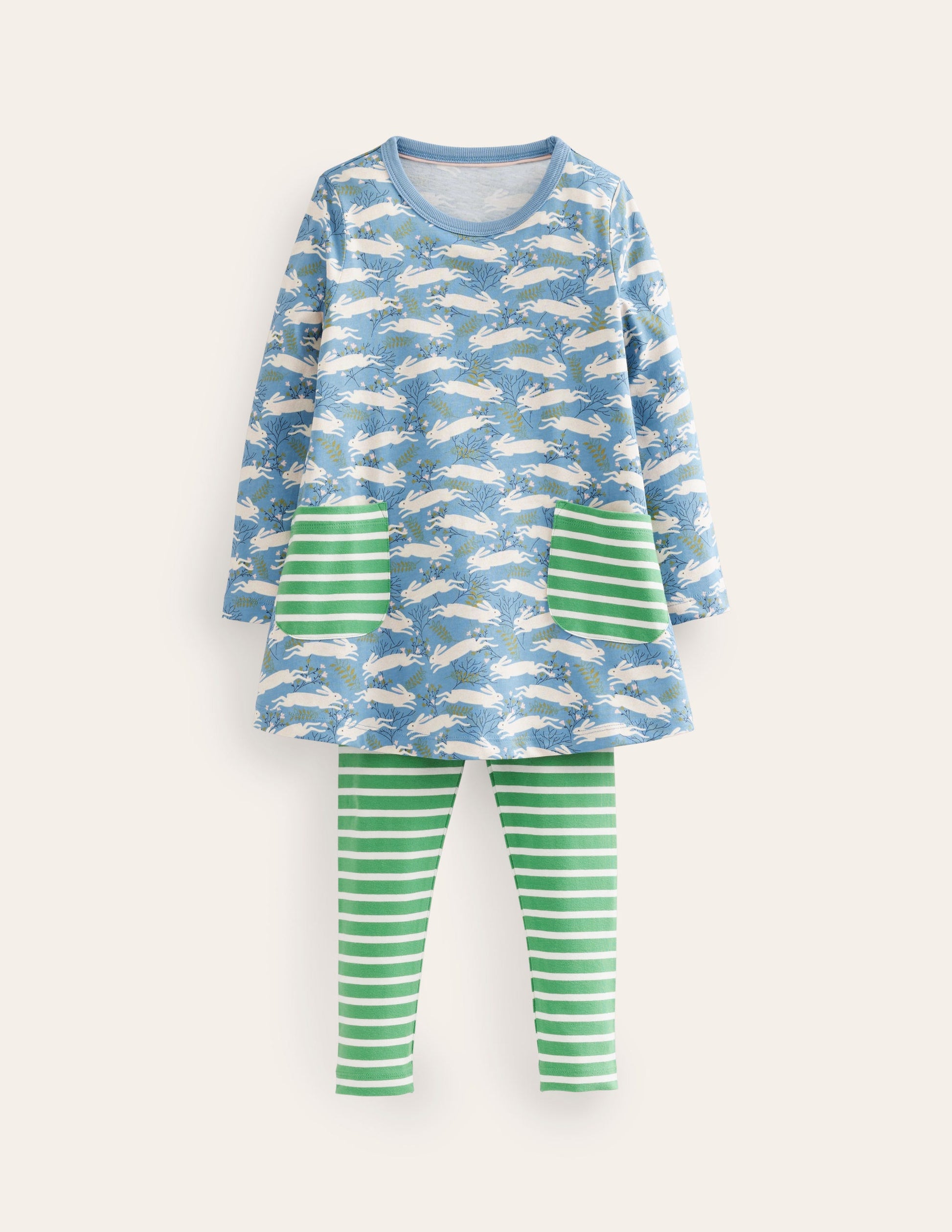 Tunic and Leggings Set-Blue Bunny Hop-1