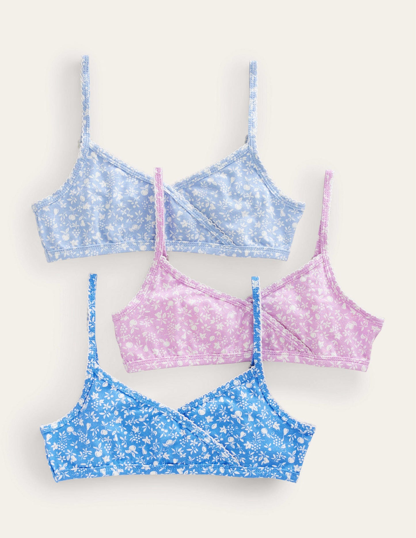 Crossover Crop Tops 3 Pack-Orchid Floral