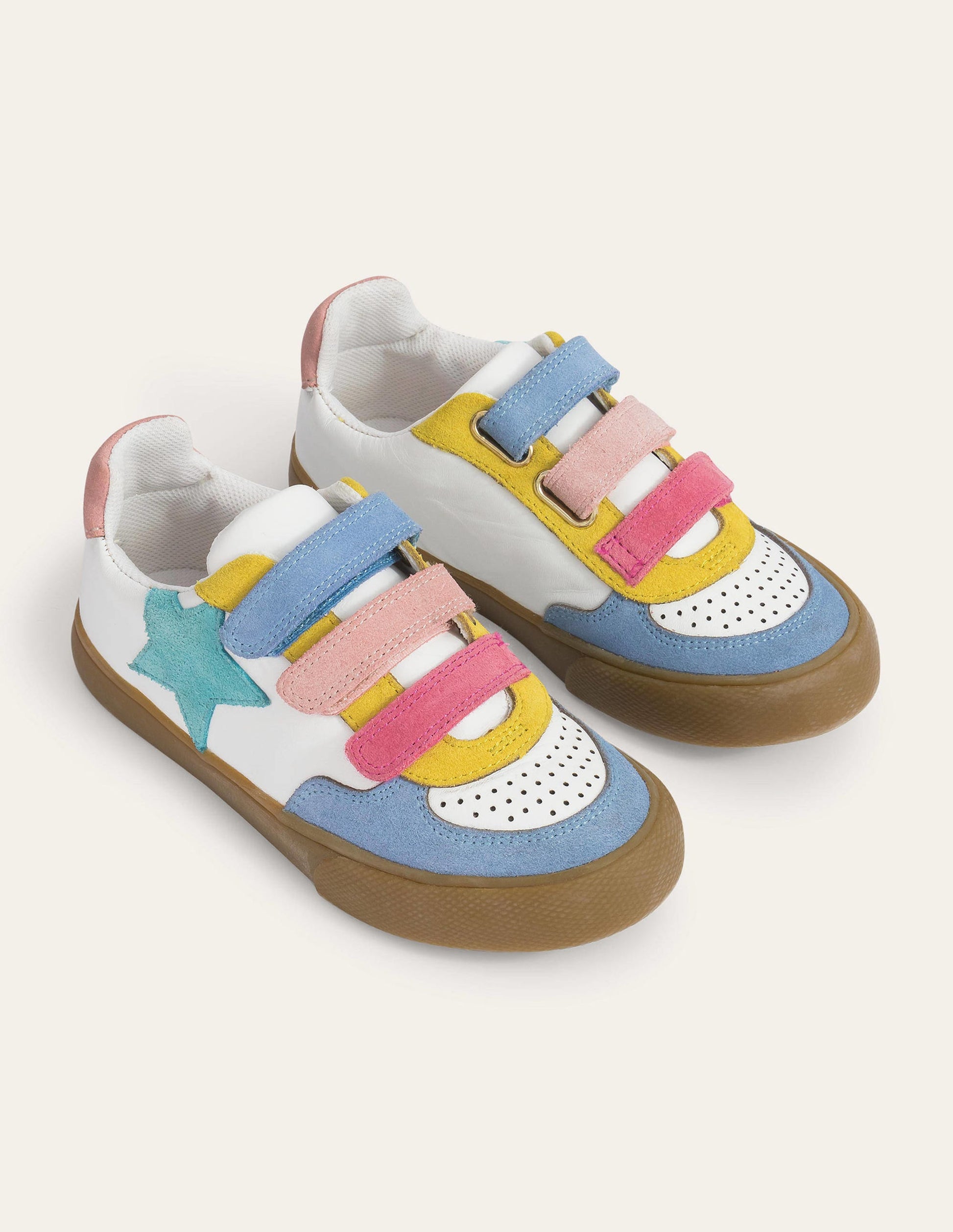 Leather Low Tops-Multi Pastel-2