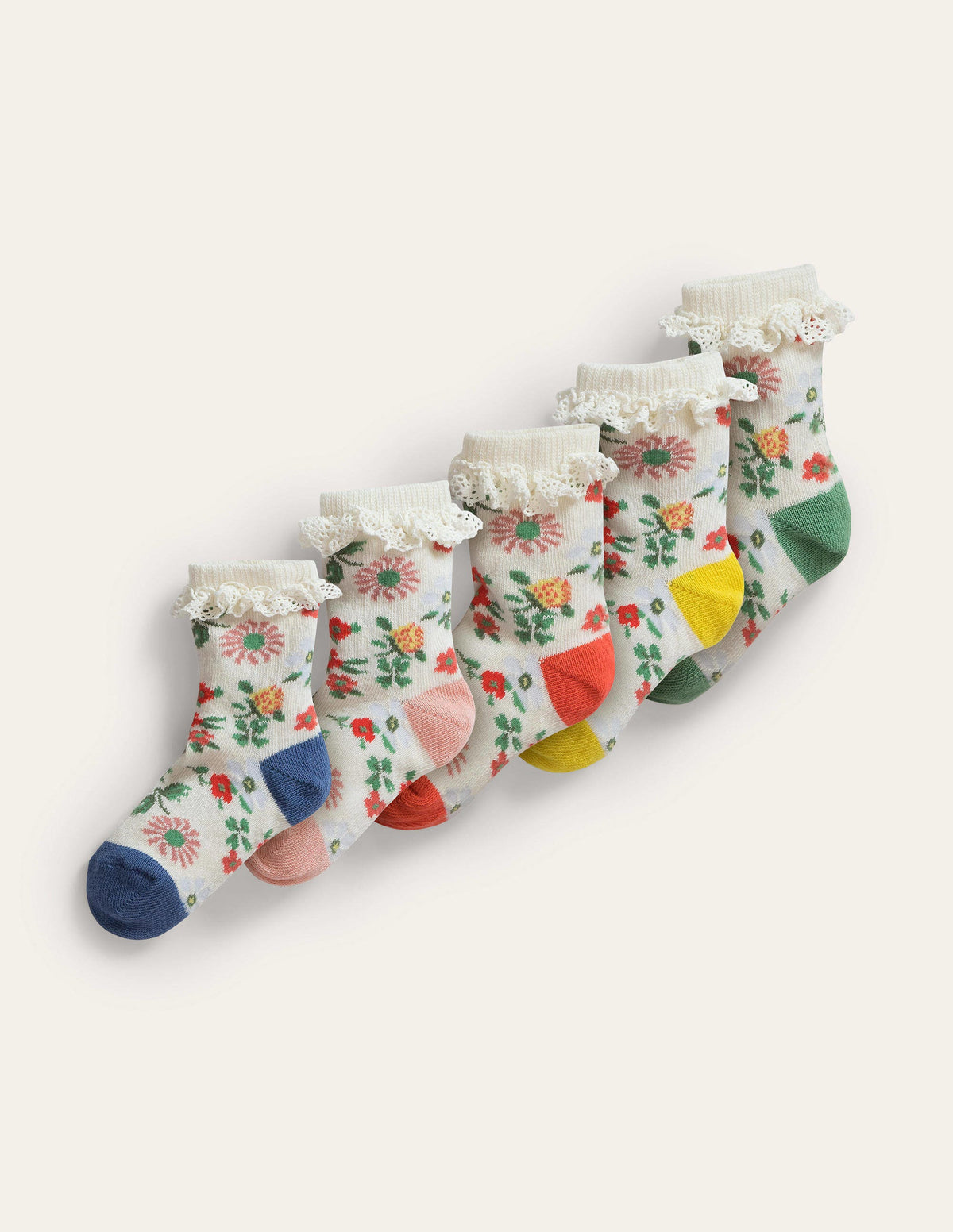 Frilly Socks 5 Pack-Multi Floral - Image 1