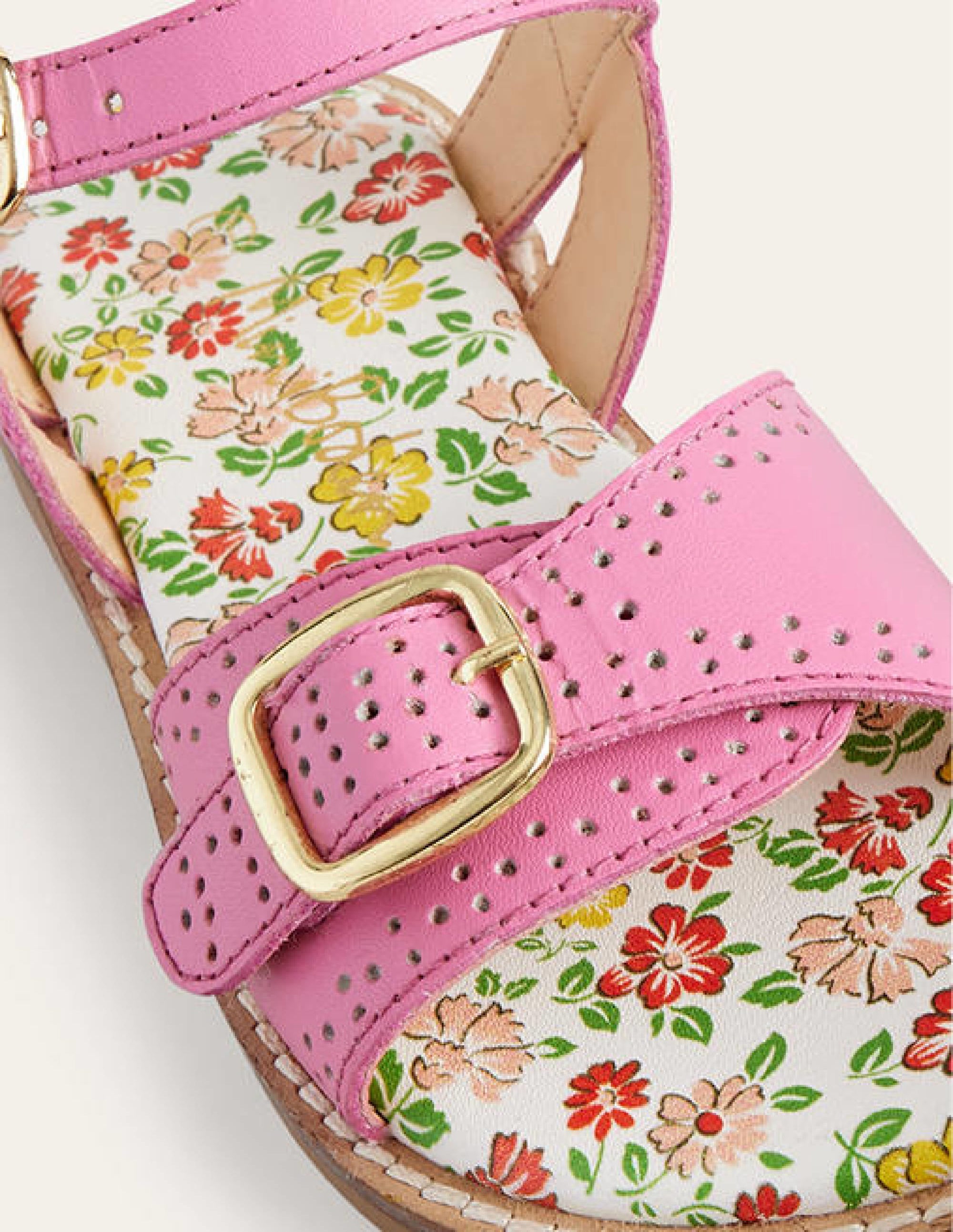 Leather Buckle Sandals-Pink - Image 3