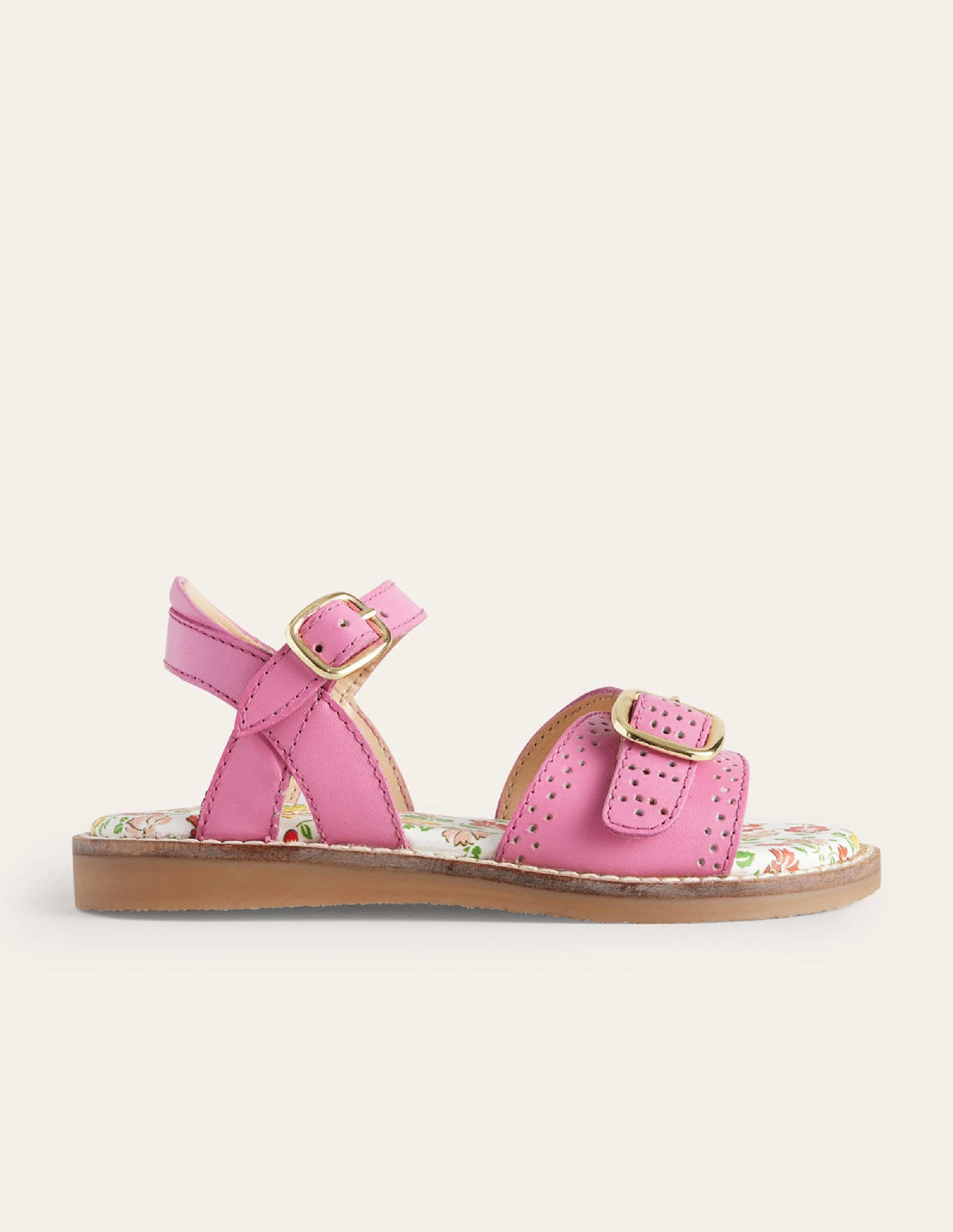 Leather Buckle Sandals-Pink - Image 1