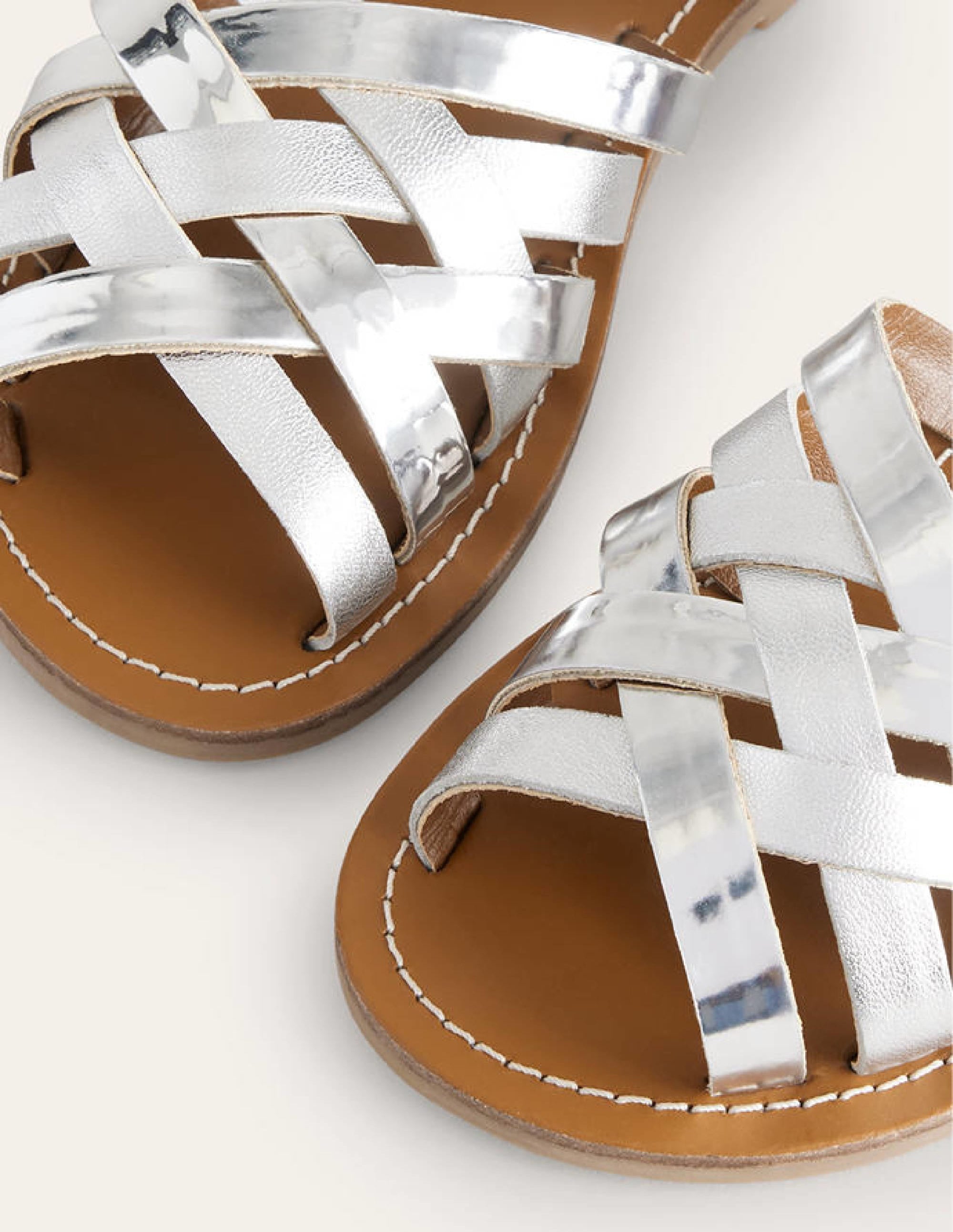 Strappy Sandals-Metallic Silver - Image 3
