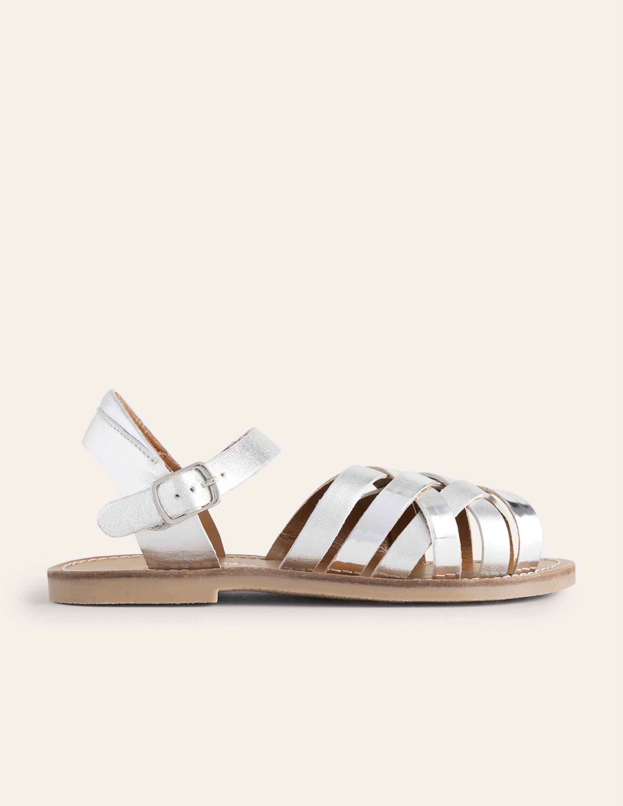 Strappy Sandals-Metallic Silver - Image 1
