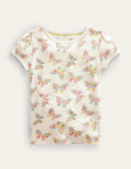 Short-Sleeved Pointelle Top-Vanilla Pod Butterflies