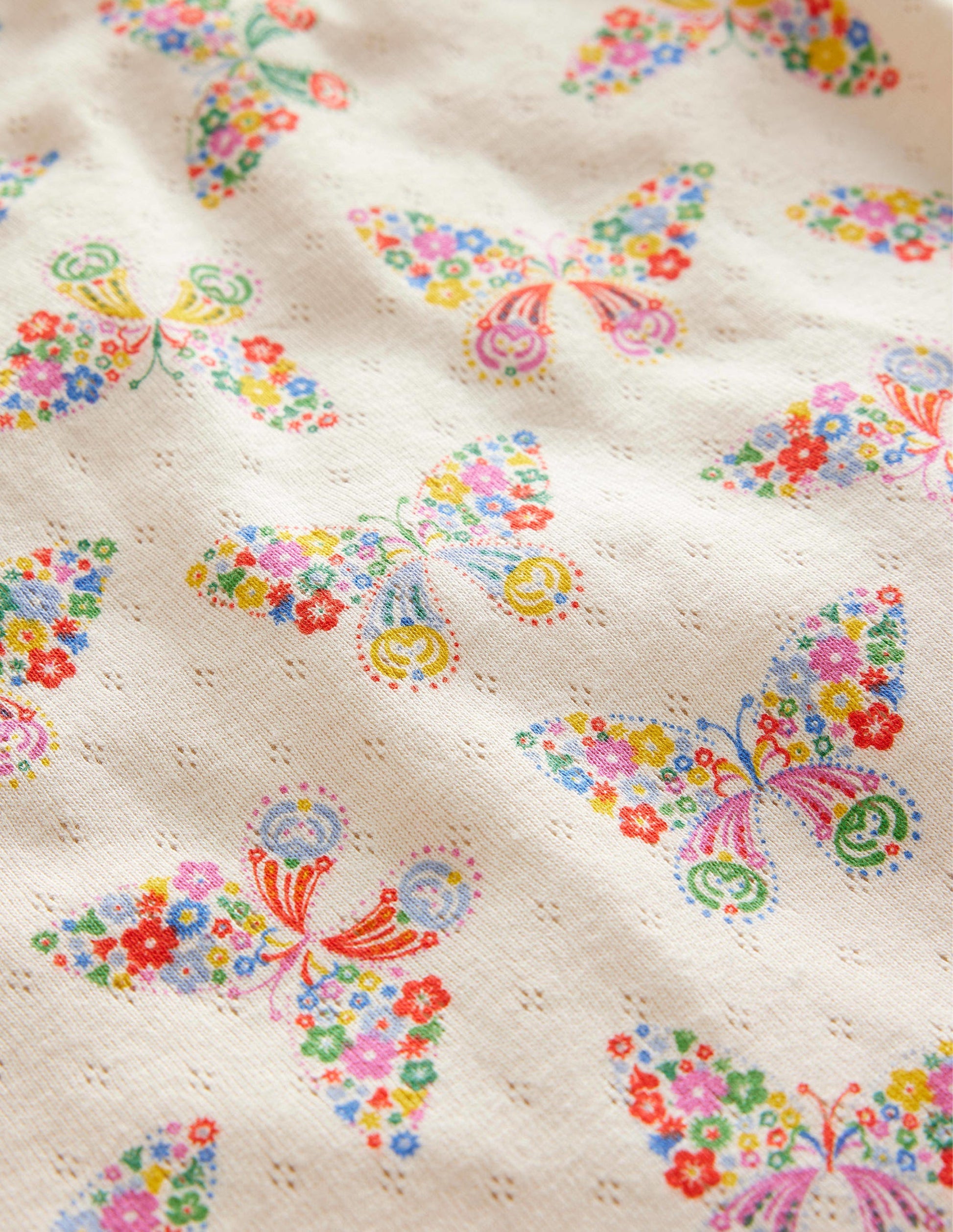 Short-Sleeved Pointelle Top-Vanilla Pod Butterflies-3