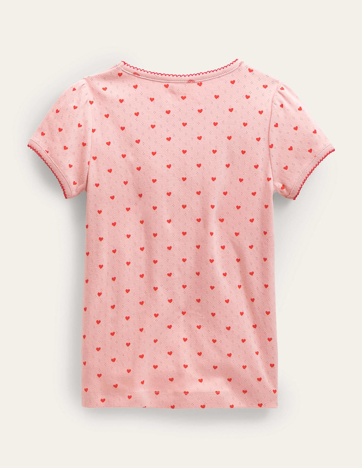 Short-Sleeved Pointelle Top-Boto Pink Tiny Hearts - Image 2