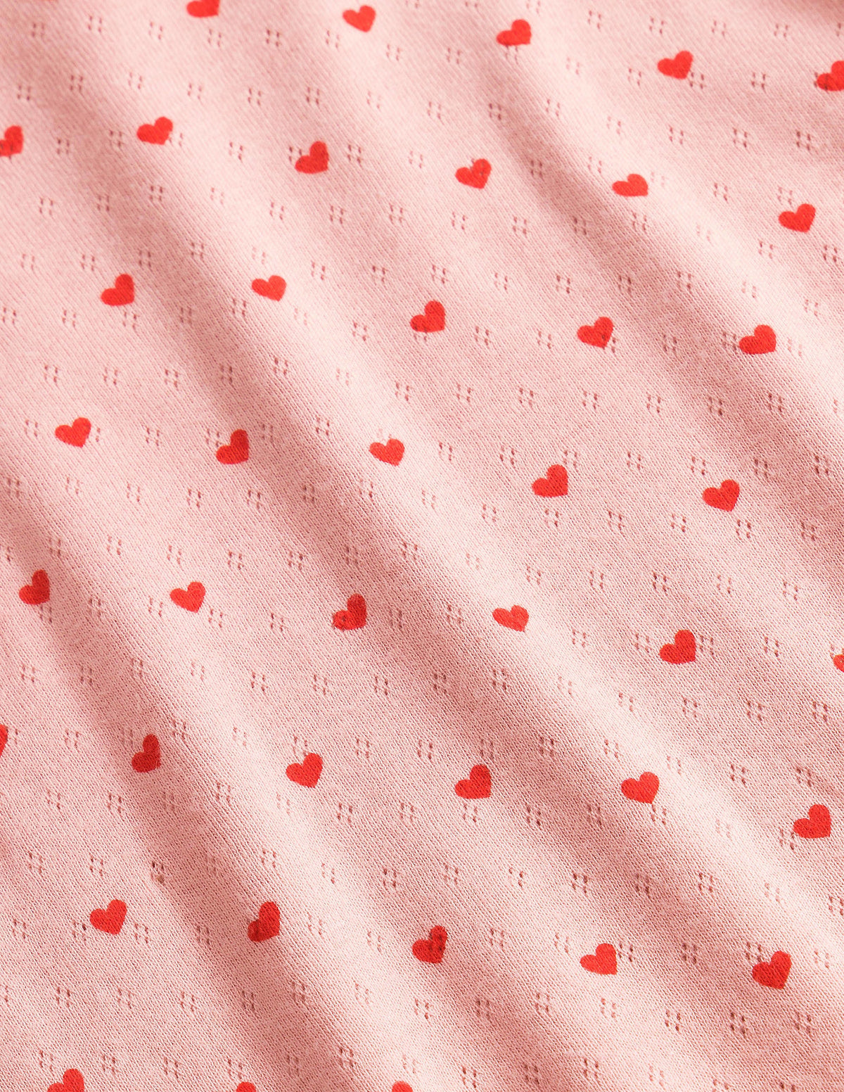 Short-Sleeved Pointelle Top-Boto Pink Tiny Hearts - Image 3