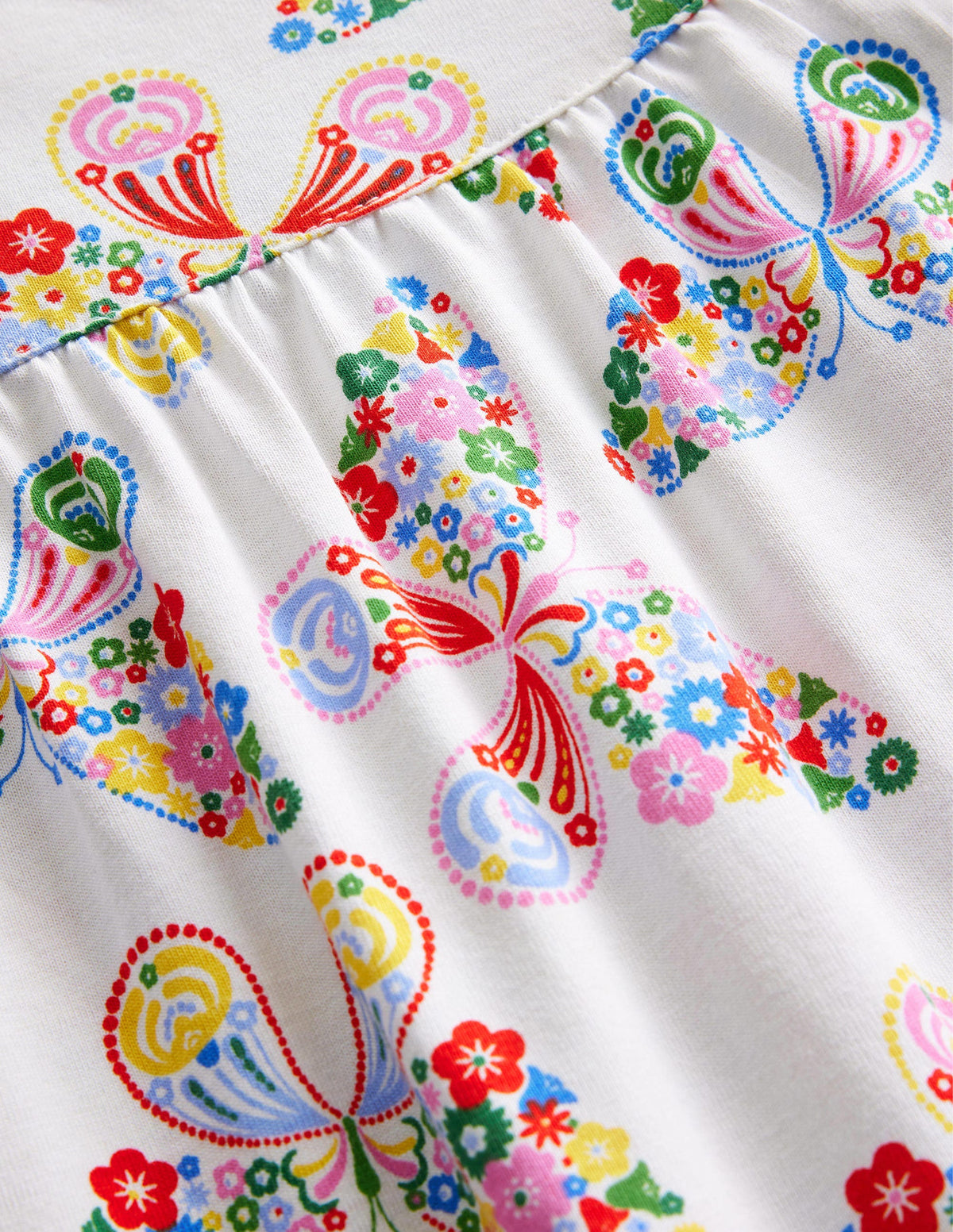 Printed Short-sleeved Nightie-Ivory Butterflies - Image 3