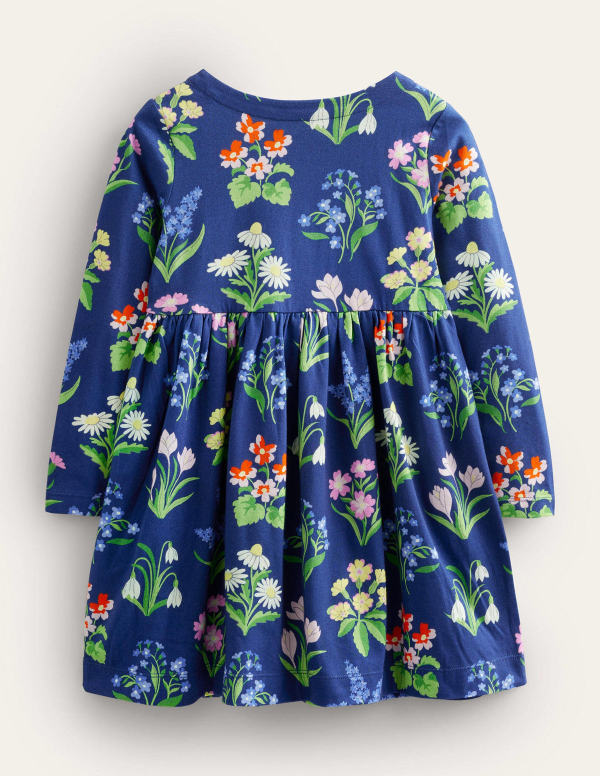 Long Sleeve Fun Jersey Dress-College Navy Wild Flowers - Image 2