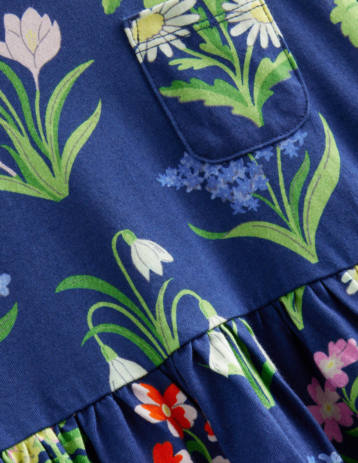 Long Sleeve Fun Jersey Dress-College Navy Wild Flowers-3