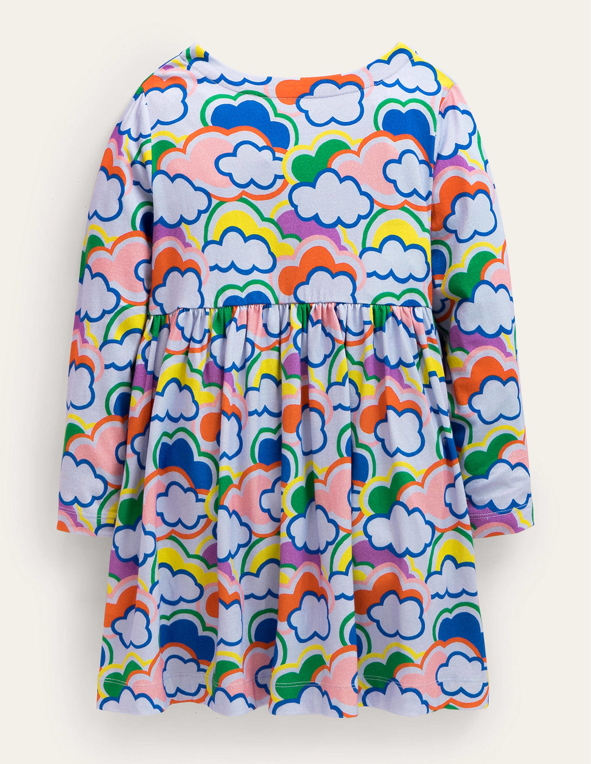 Long Sleeve Fun Jersey Dress-Blue Multi Rainbows - Image 2