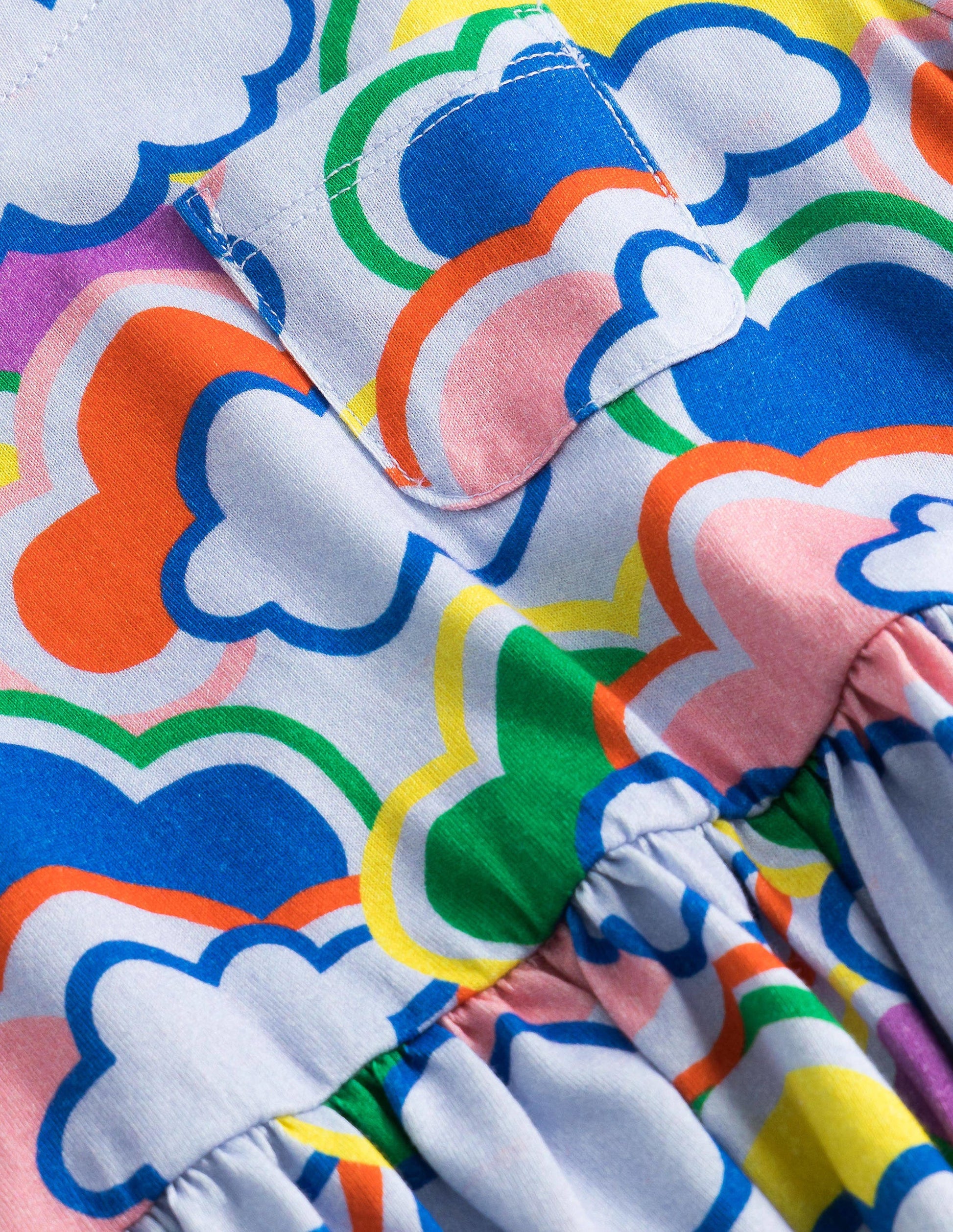Long Sleeve Fun Jersey Dress-Blue Multi Rainbows-3