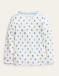 Supersoft Pointelle T-shirt-Vanilla Pod Blue Flower