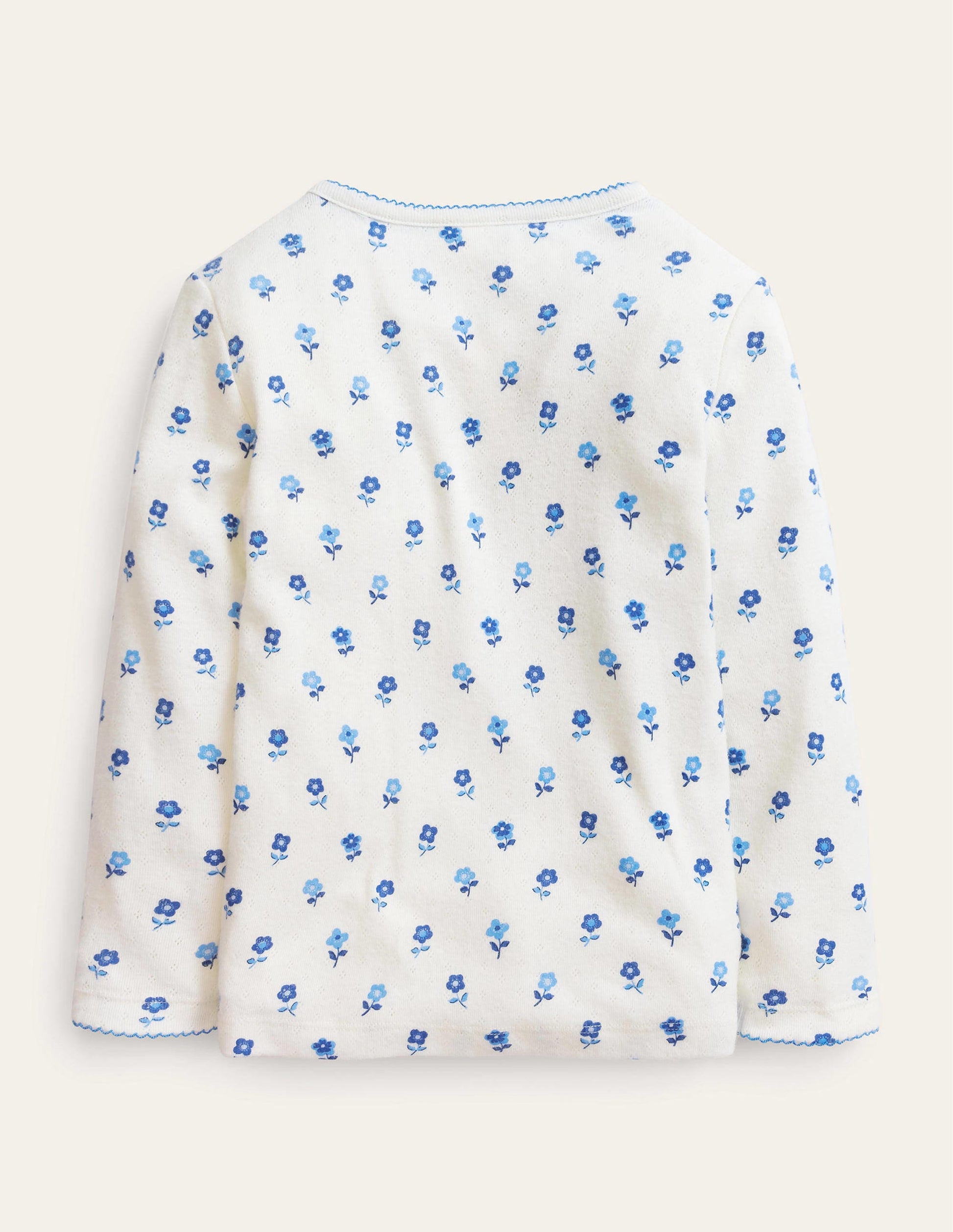 Supersoft Pointelle T-shirt-Vanilla Pod Blue Flower-2