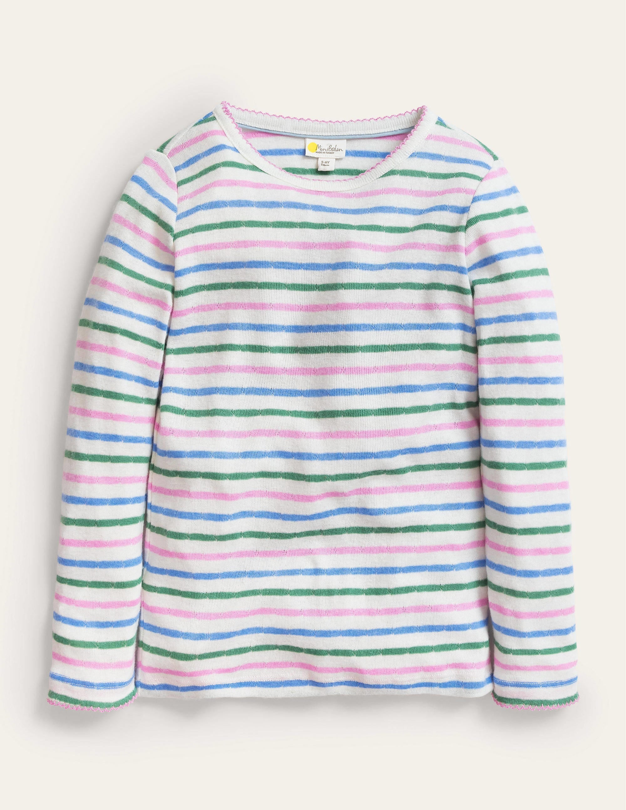 Supersoft Pointelle T-shirt-Boto Pink/Blue - Image 1
