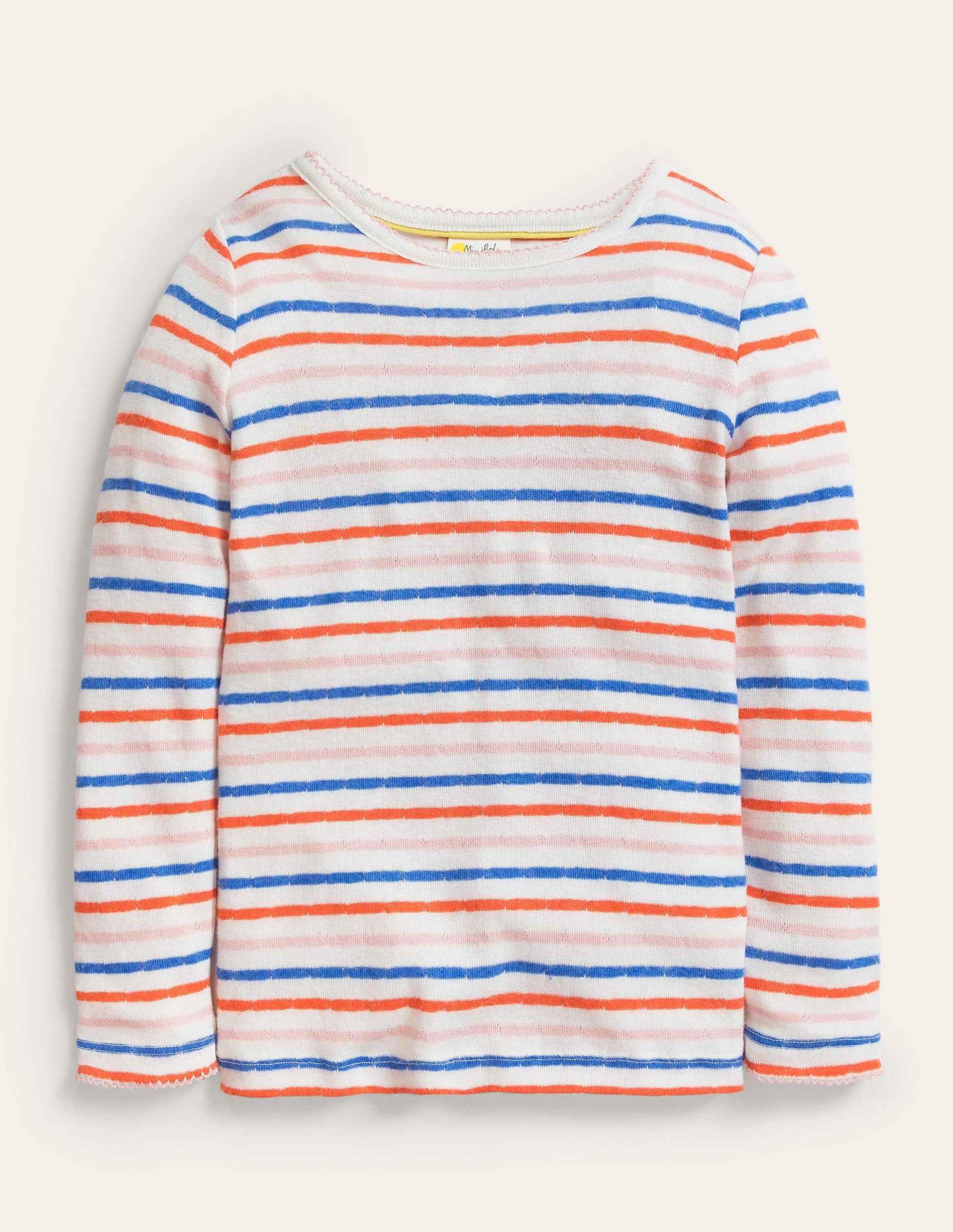 Supersoft Pointelle T-shirt-Mandarin Red/Provence Blue-1