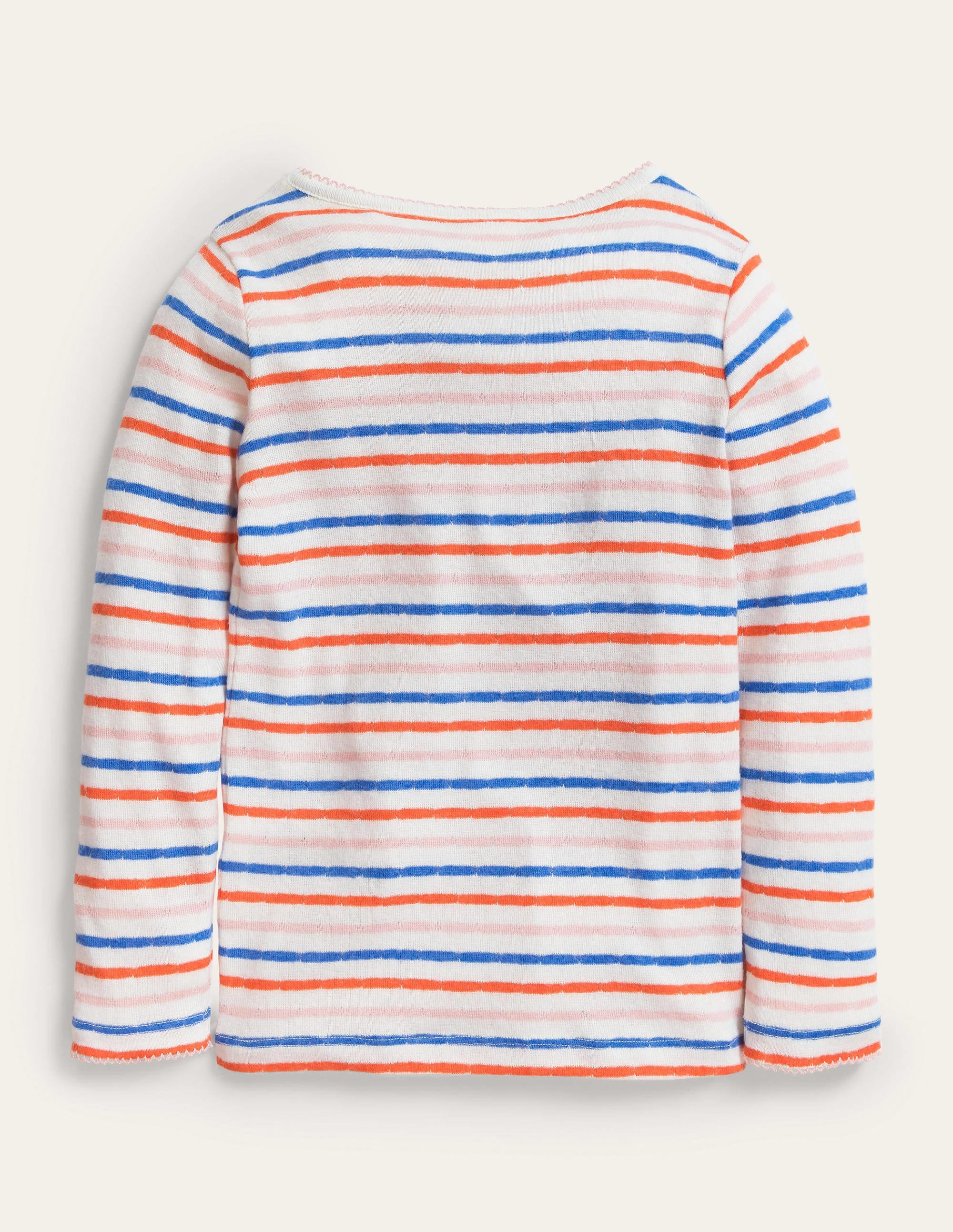 Supersoft Pointelle T-shirt-Mandarin Red/Provence Blue - Image 2