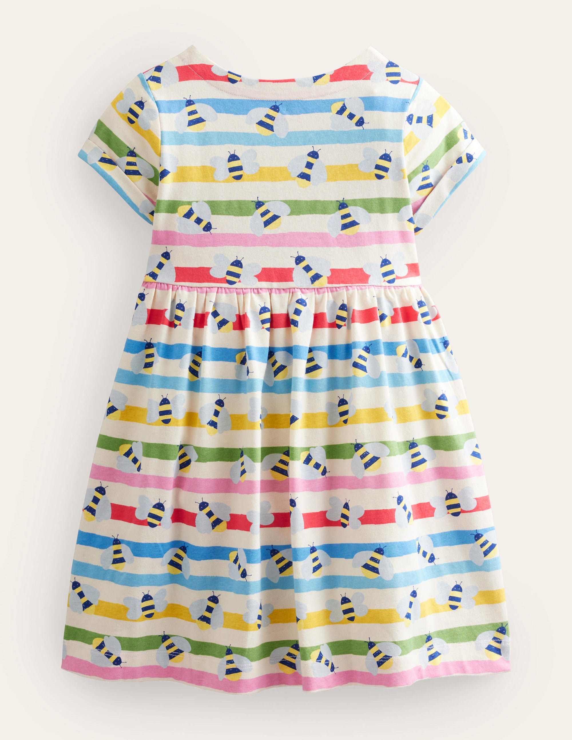 Short Sleeve Fun Jersey Dress-Multi Stripe Bee - Image 2