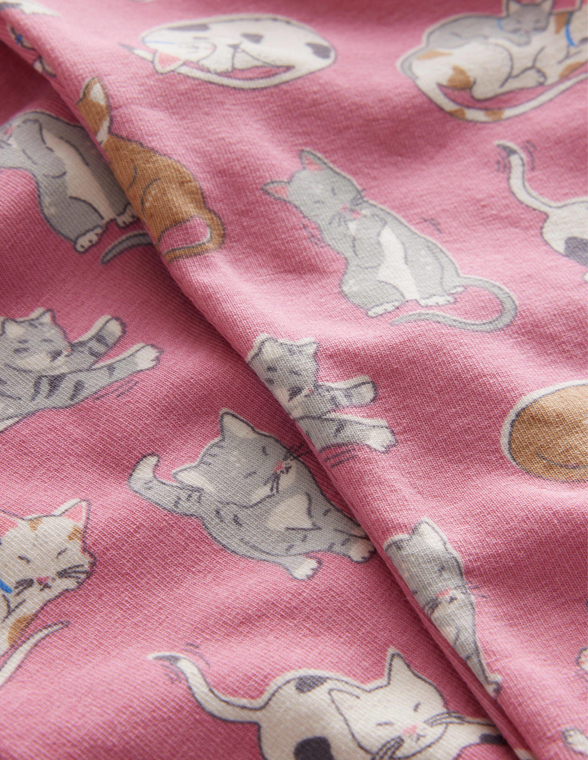Fun Leggings-Bright Petal Pink Cats-3