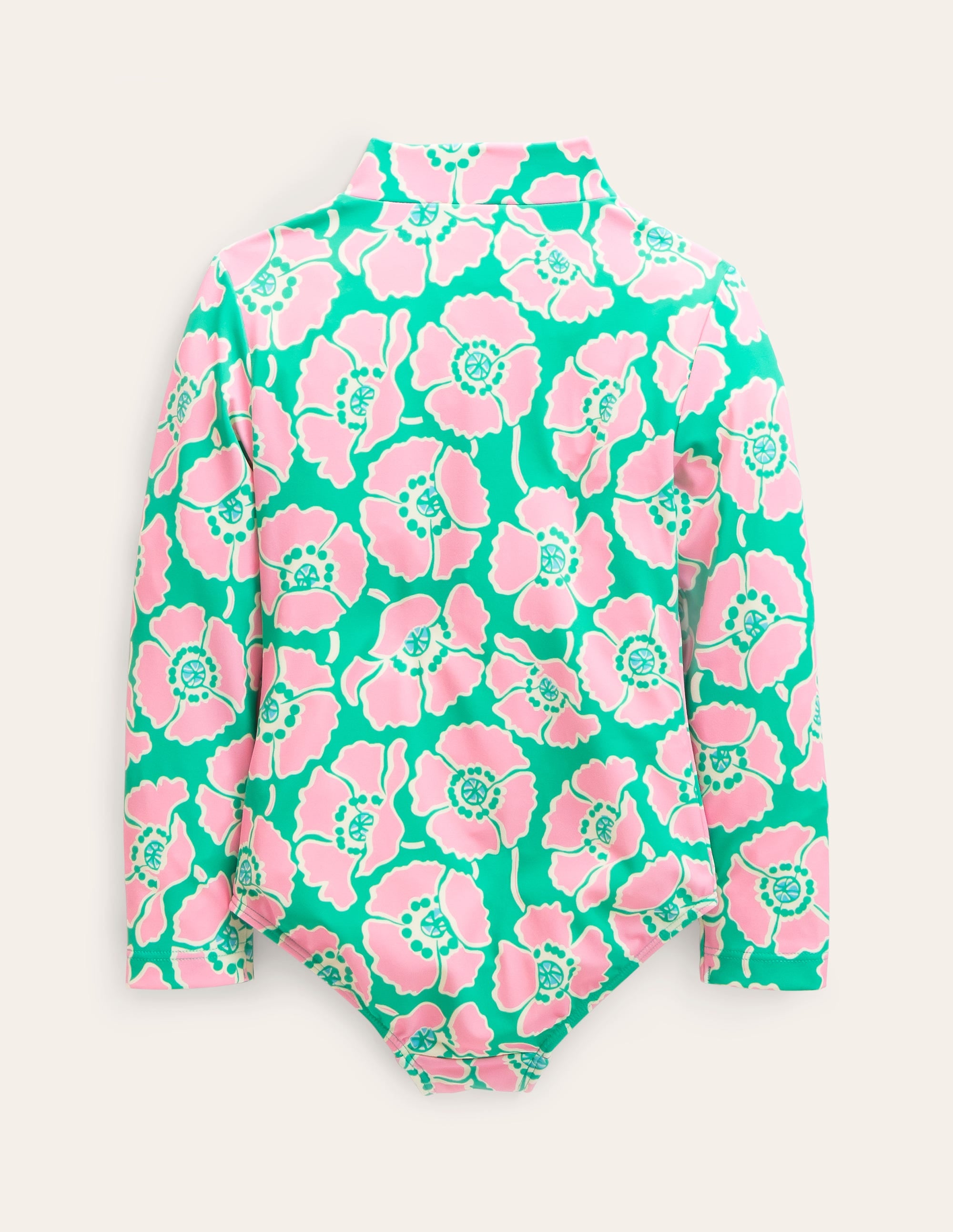 Long-sleeved Swimsuit-Lilac/Green Poppies - Image 2